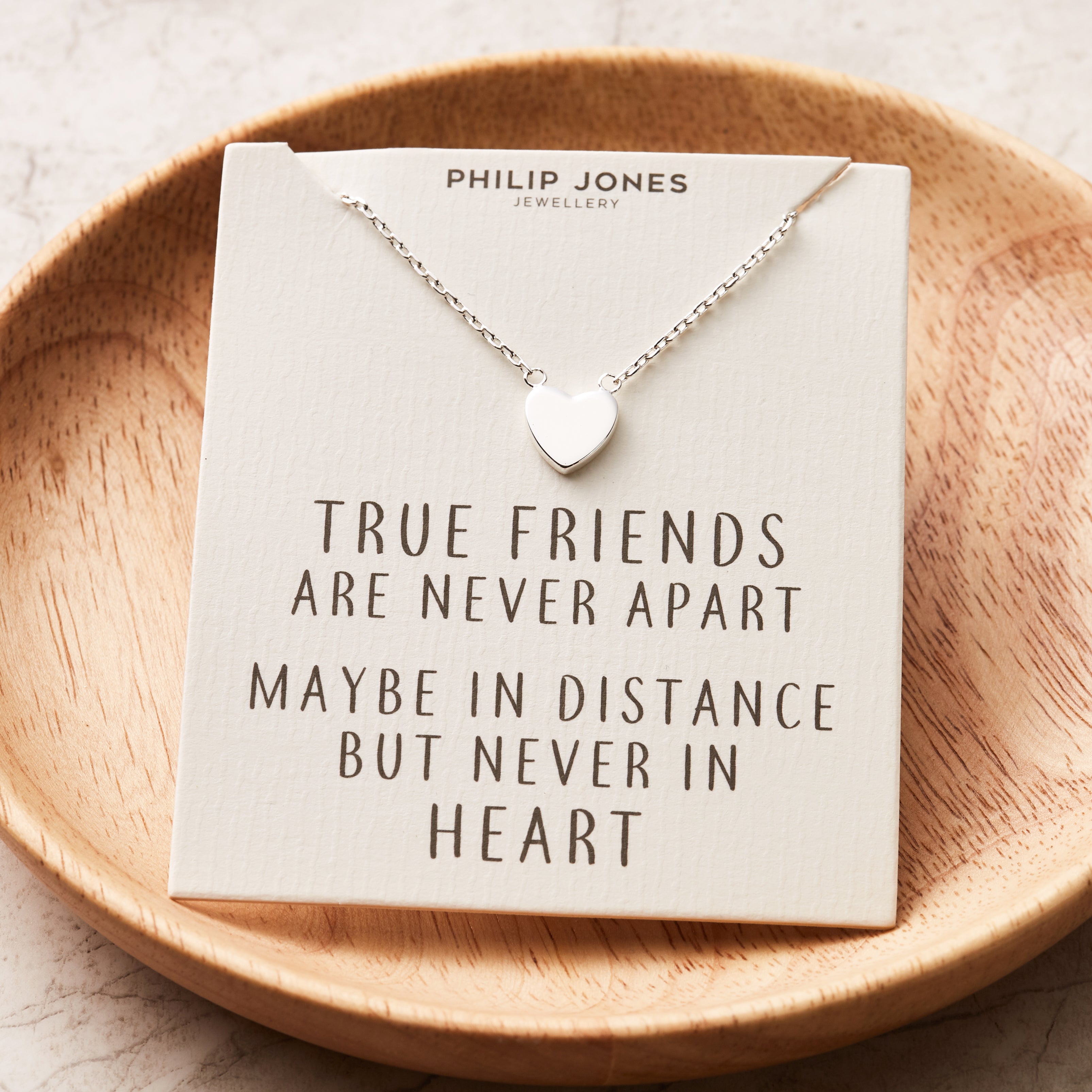 Silver Plated Heart Necklace with Quote Card