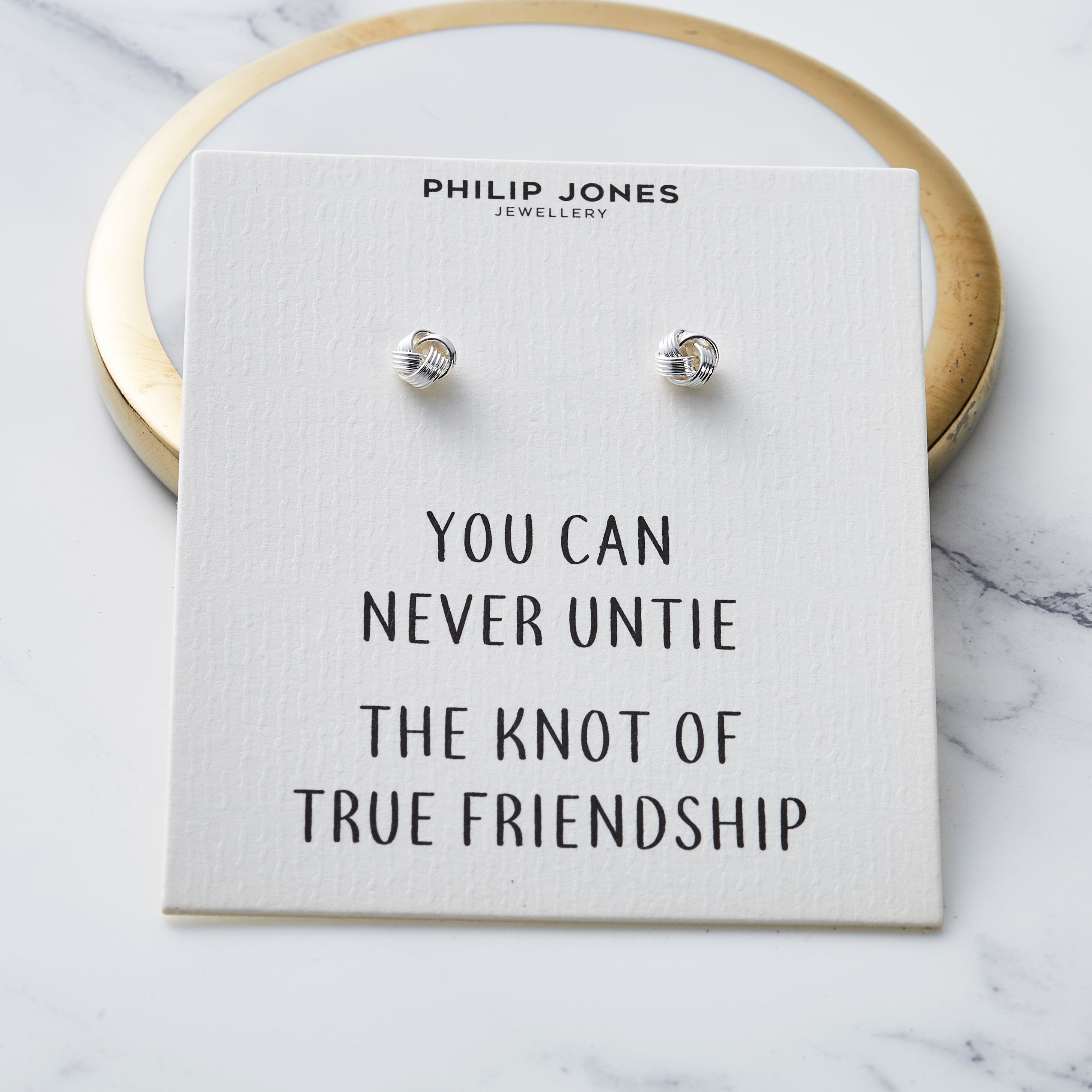 Silver Plated Love Knot Earrings with Quote Card