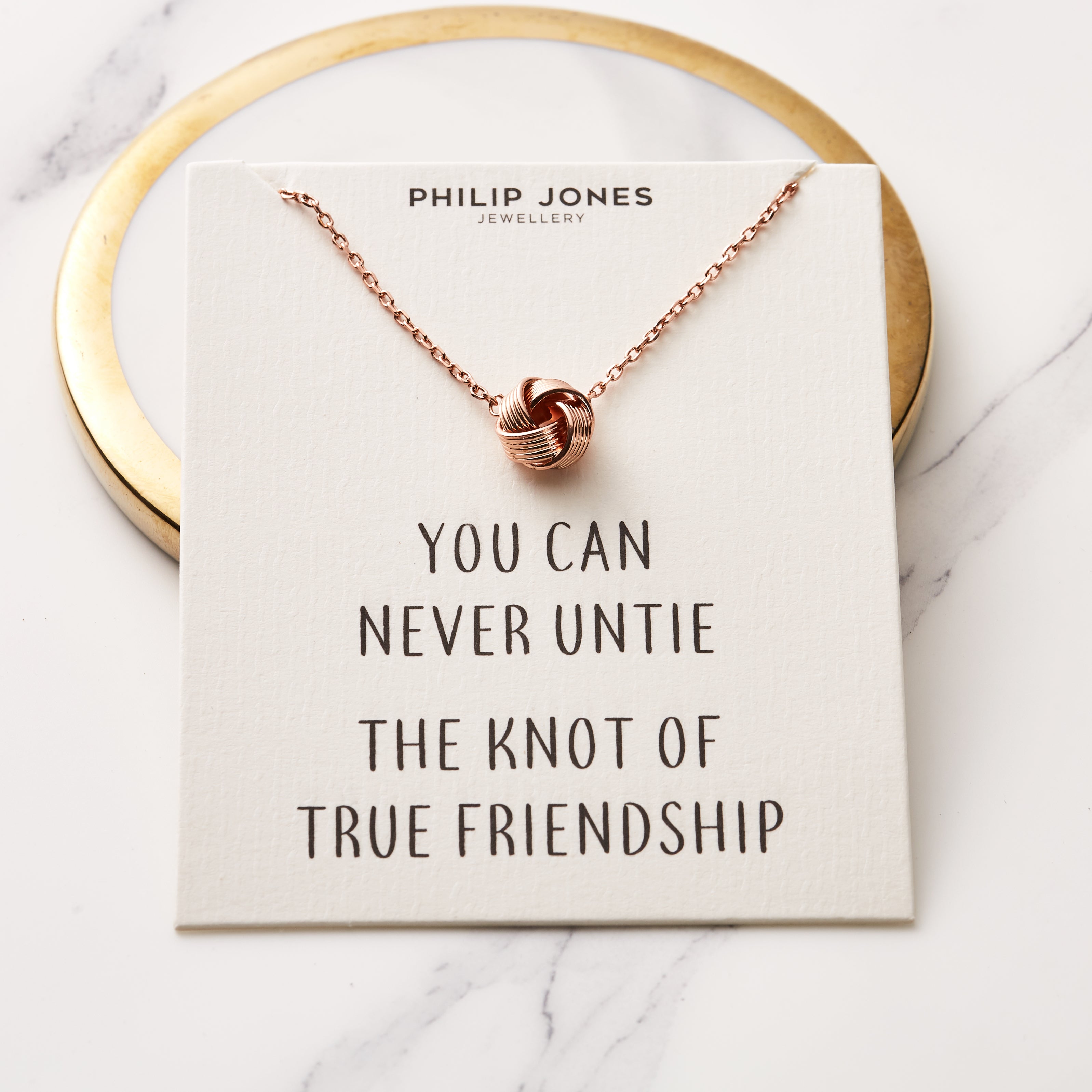 Rose Gold Plated Love Knot Necklace with Quote Card