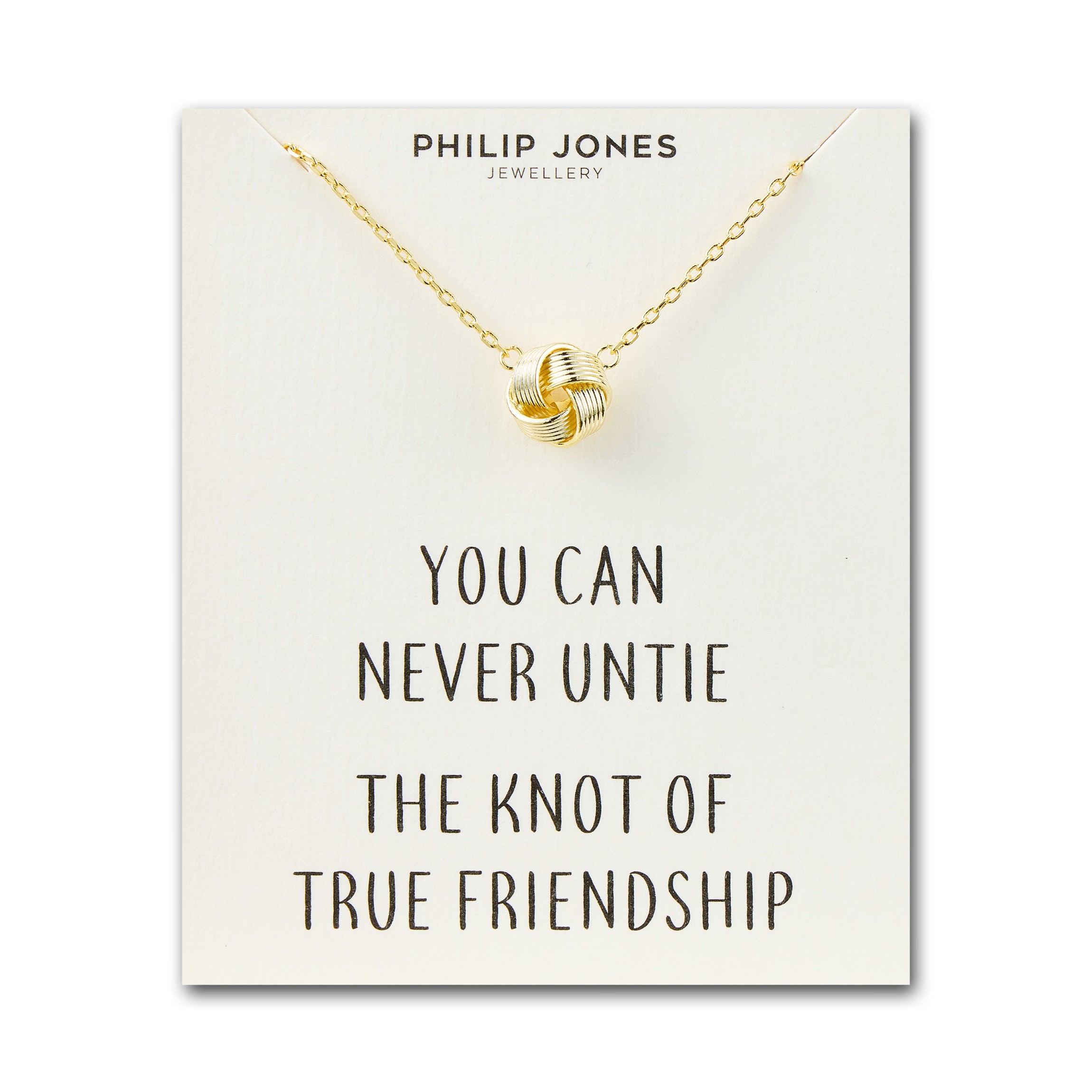 Gold Plated Love Knot Necklace with Quote Card