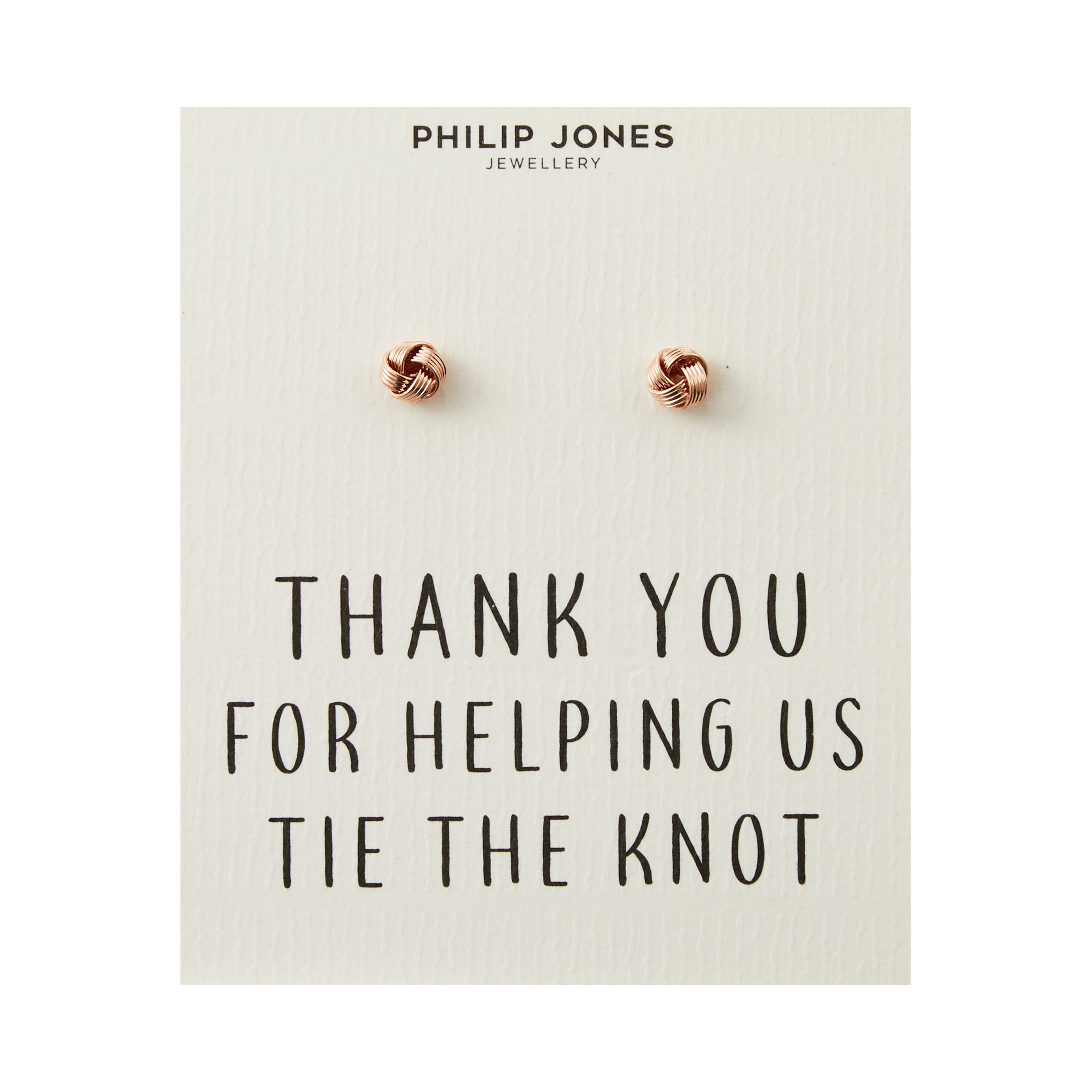 Rose Gold Plated Thank You for Helping us Tie The Knot Earrings with Quote Card