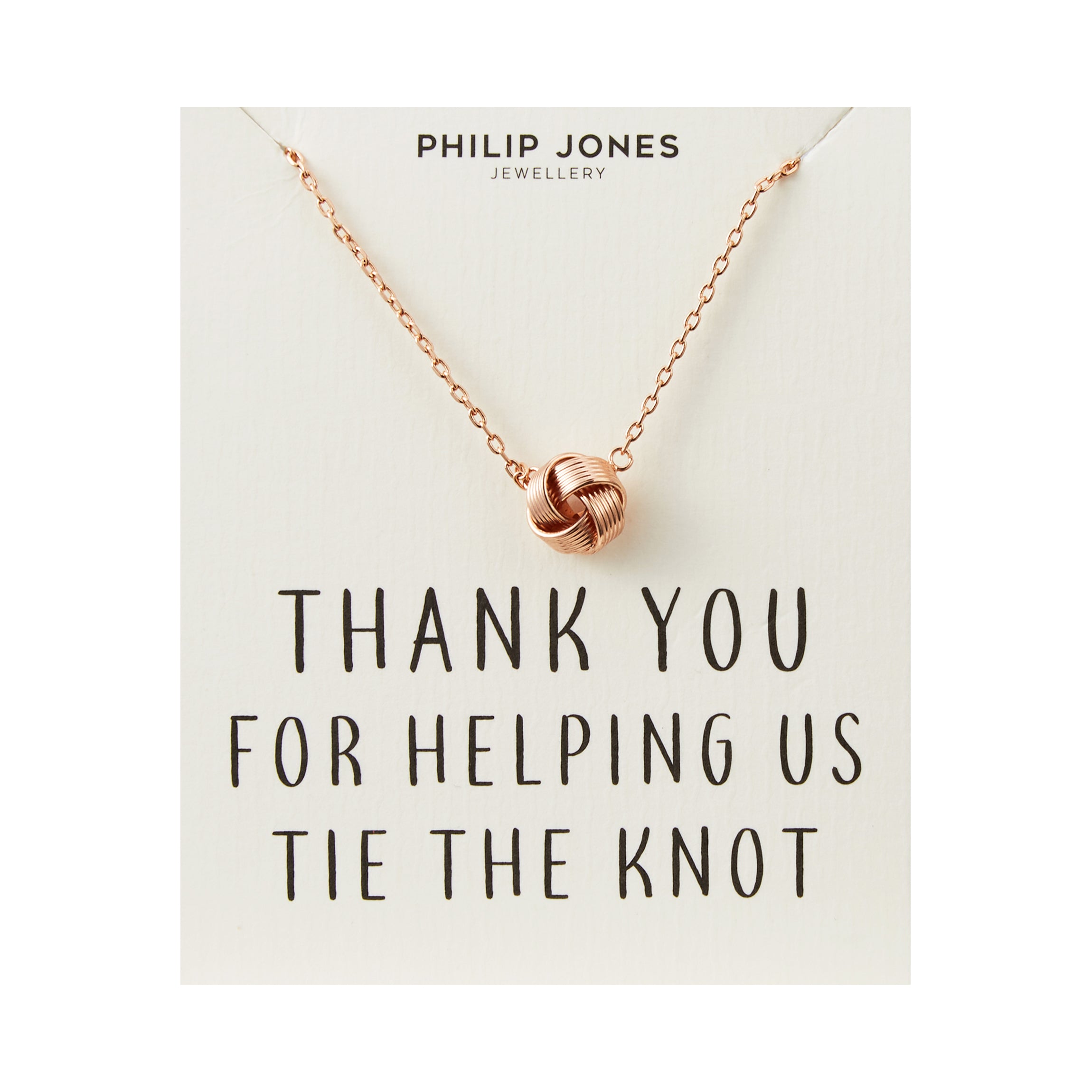 Rose Gold Plated Thank You for Helping us Tie The Knot Necklace with Quote Card