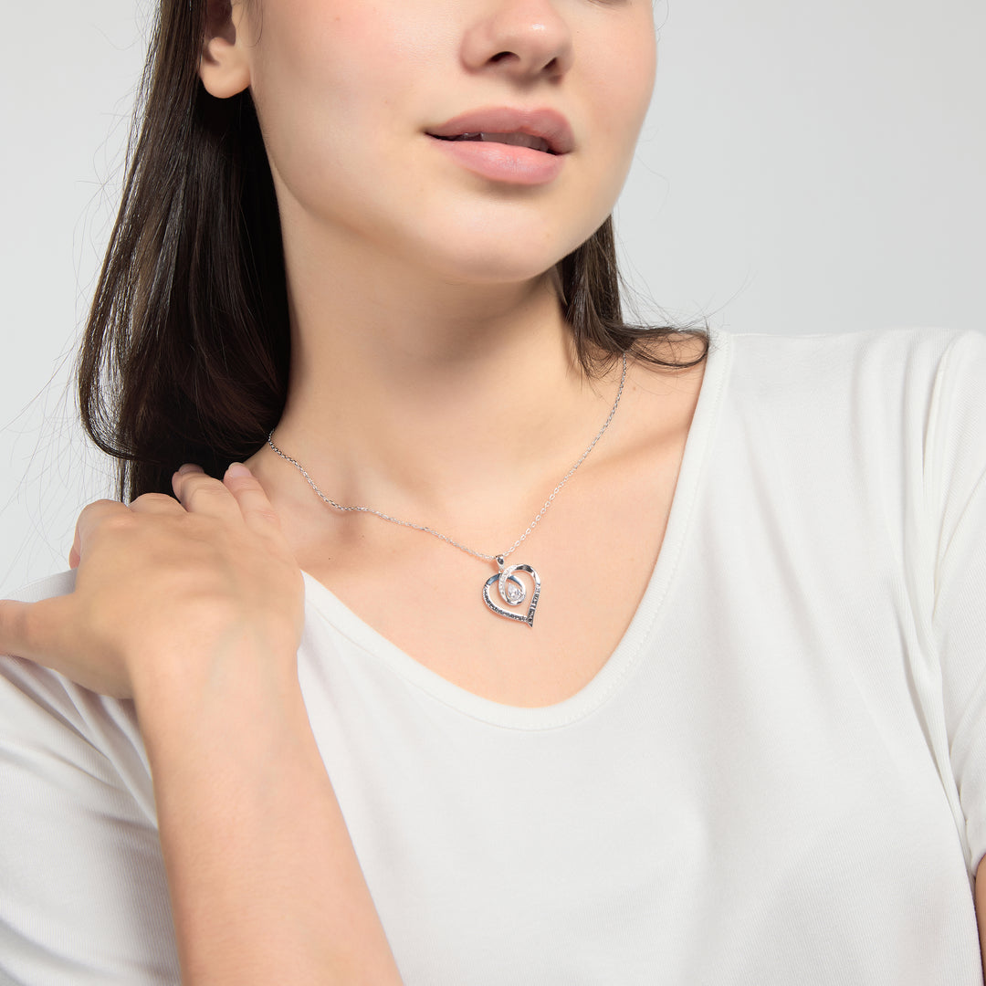 Silver Plated Mum I Love You Quote Necklace Created with Zircondia® Crystals