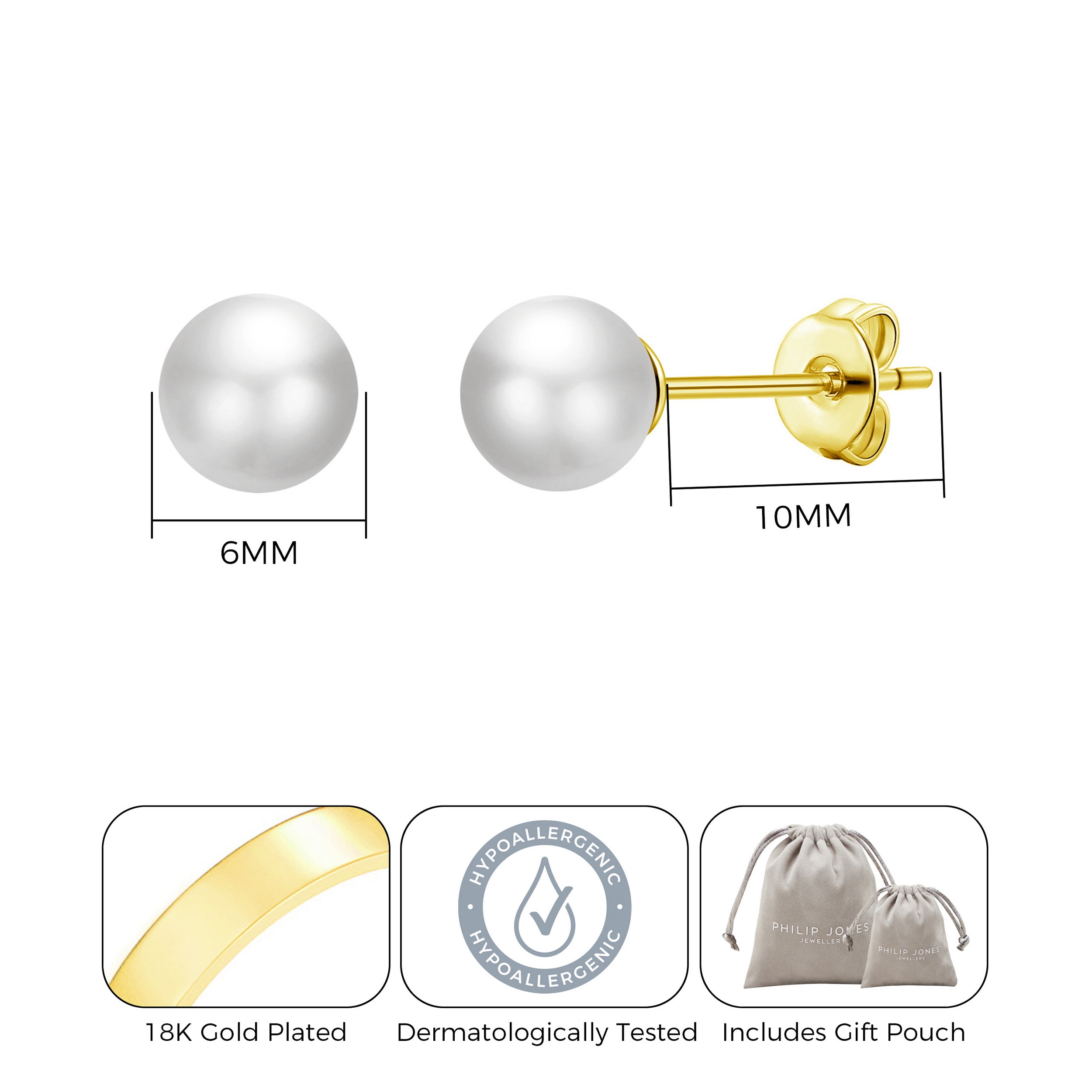 Gold Plated Shell Pearl Earrings