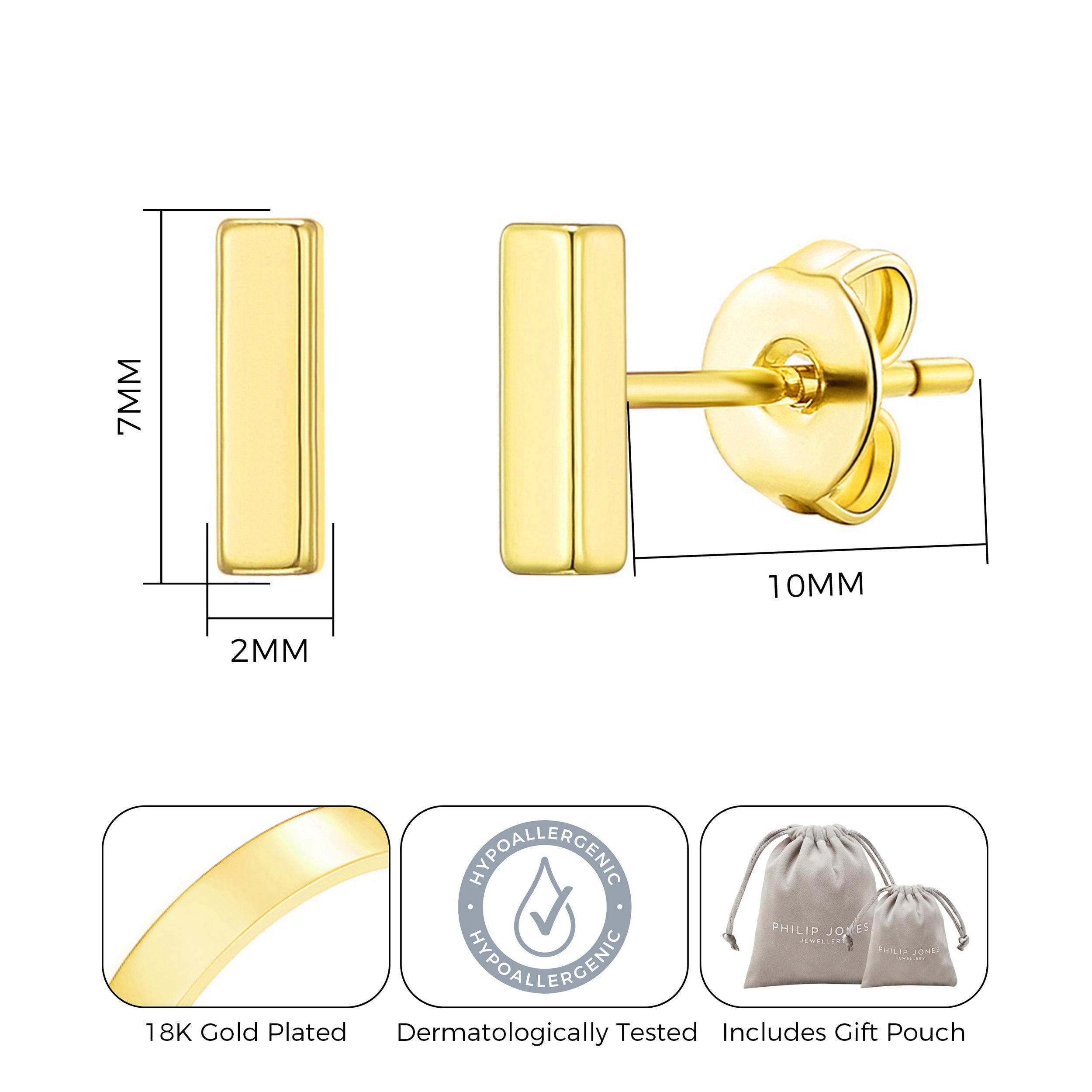 Gold Plated Bar Earrings