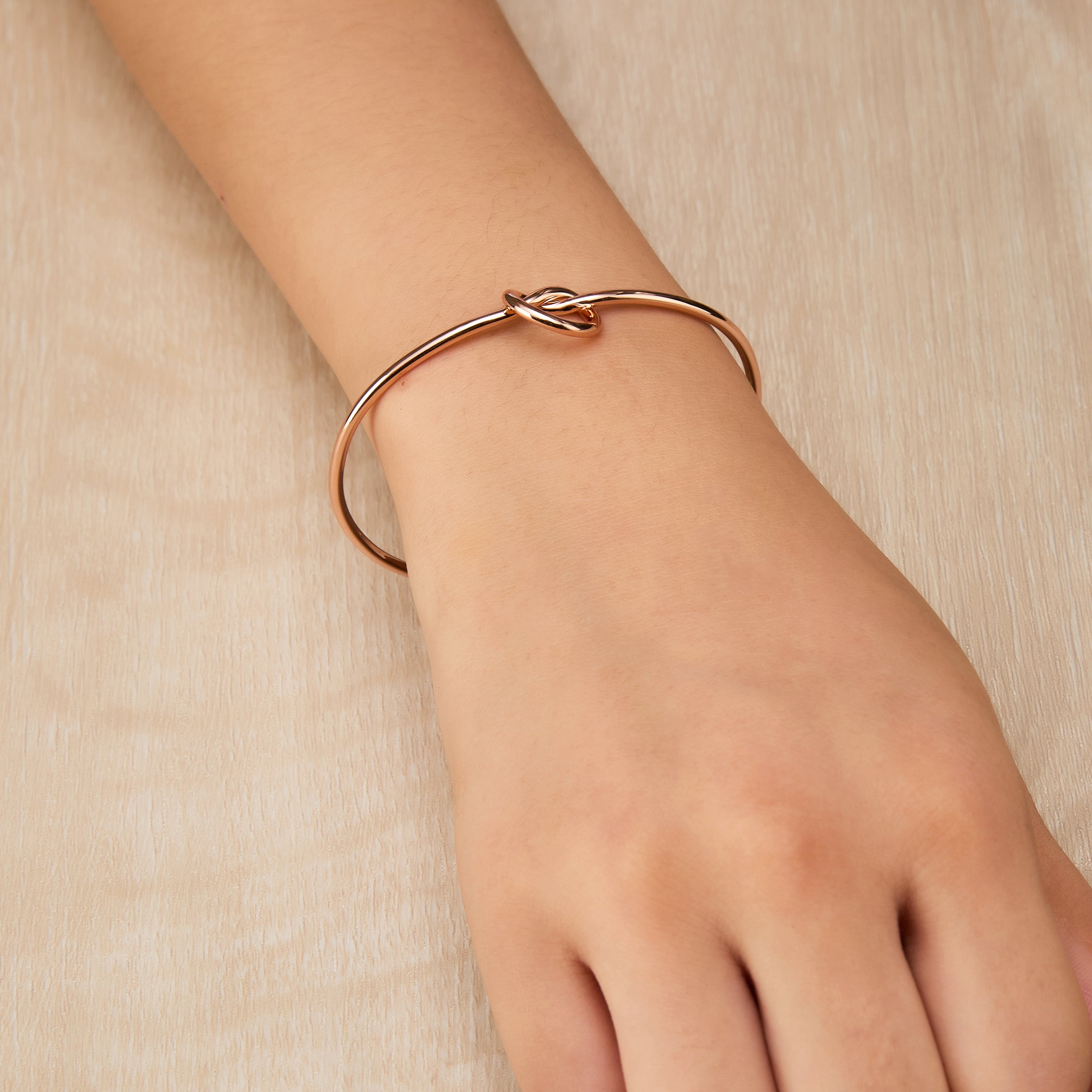 Rose Gold Plated Love Knot Cuff Bangle