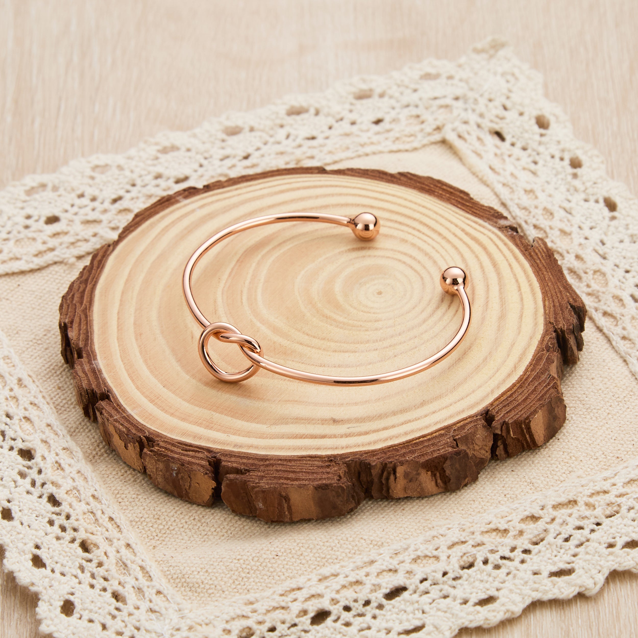 Rose Gold Plated Love Knot Cuff Bangle