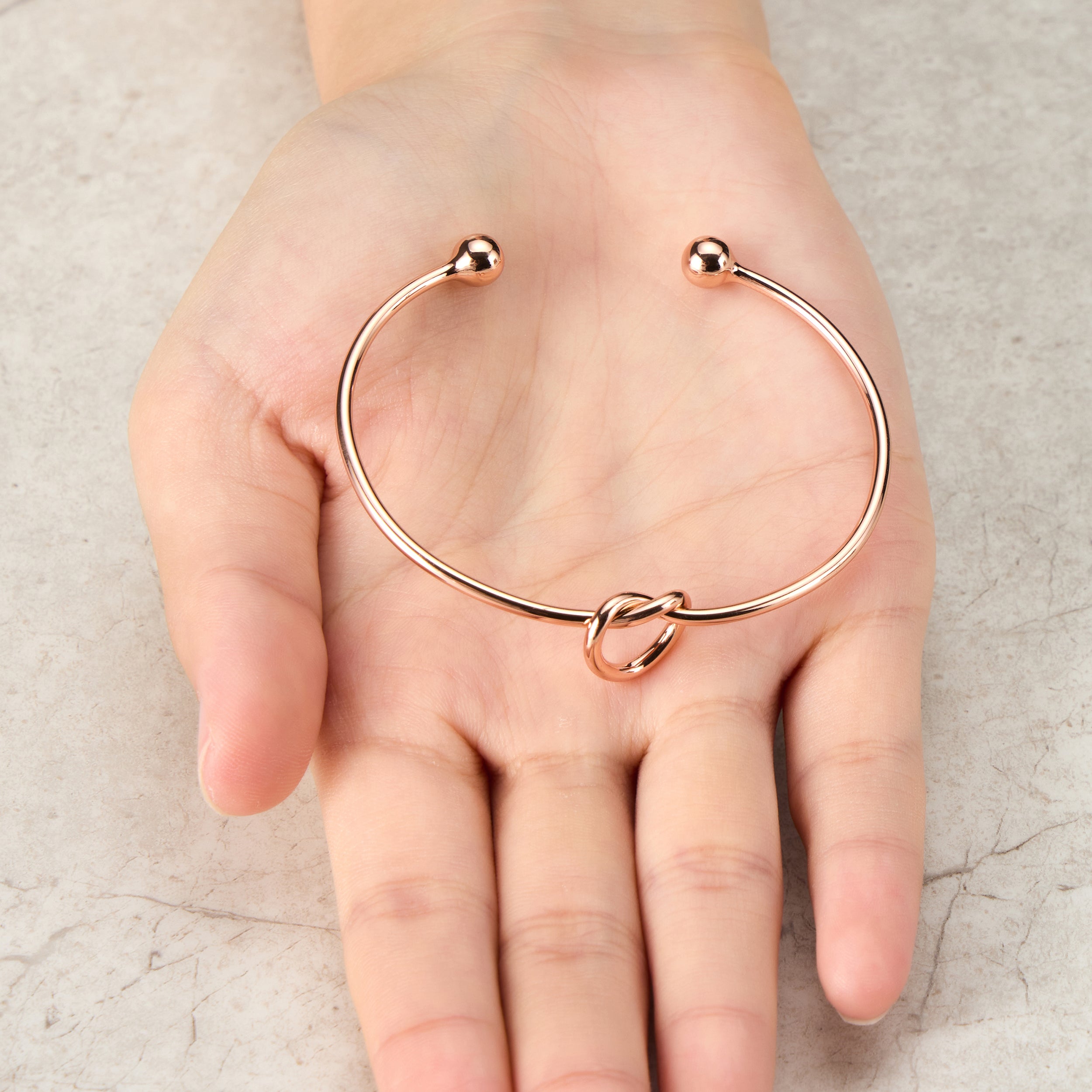 Rose Gold Plated Love Knot Cuff Bangle