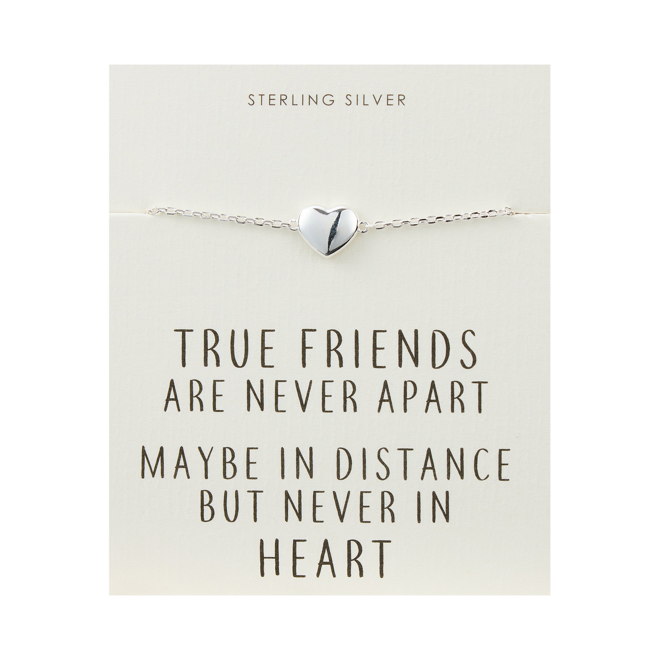 Sterling Silver Friendship Quote Heart Bracelet