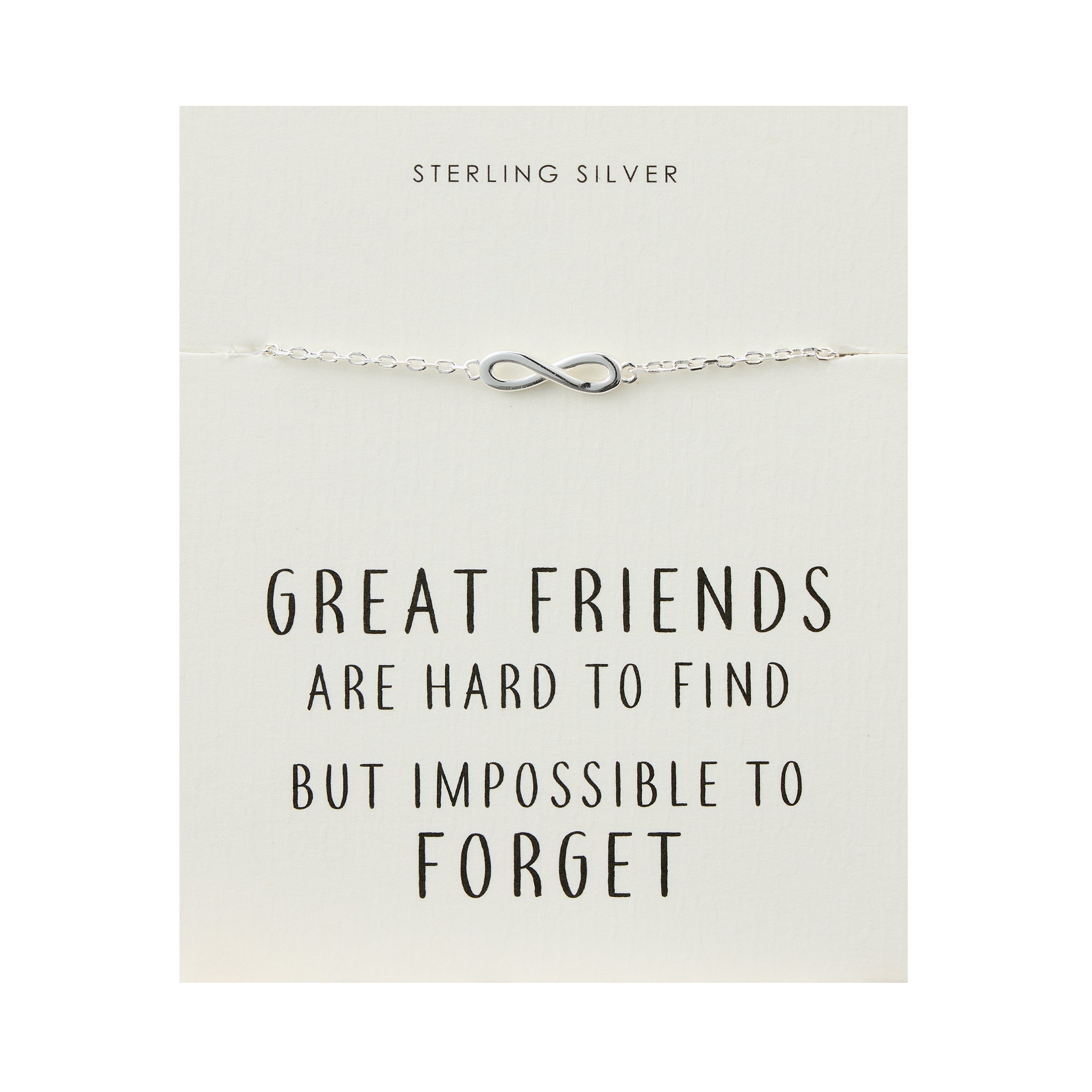 Sterling Silver Friendship Quote Infinity Bracelet