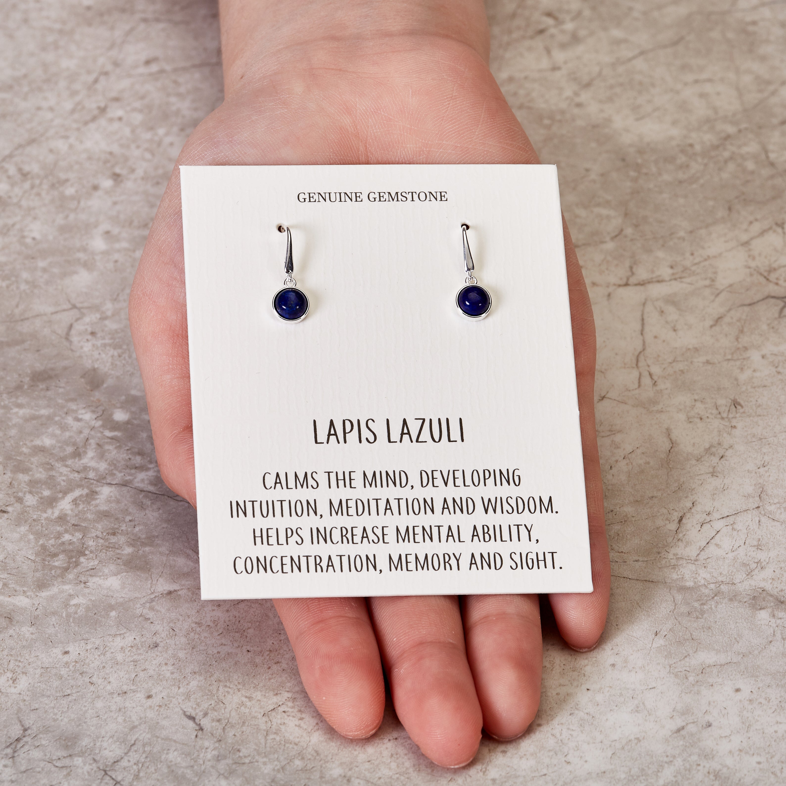 Lapis Drop Earrings with Quote Card