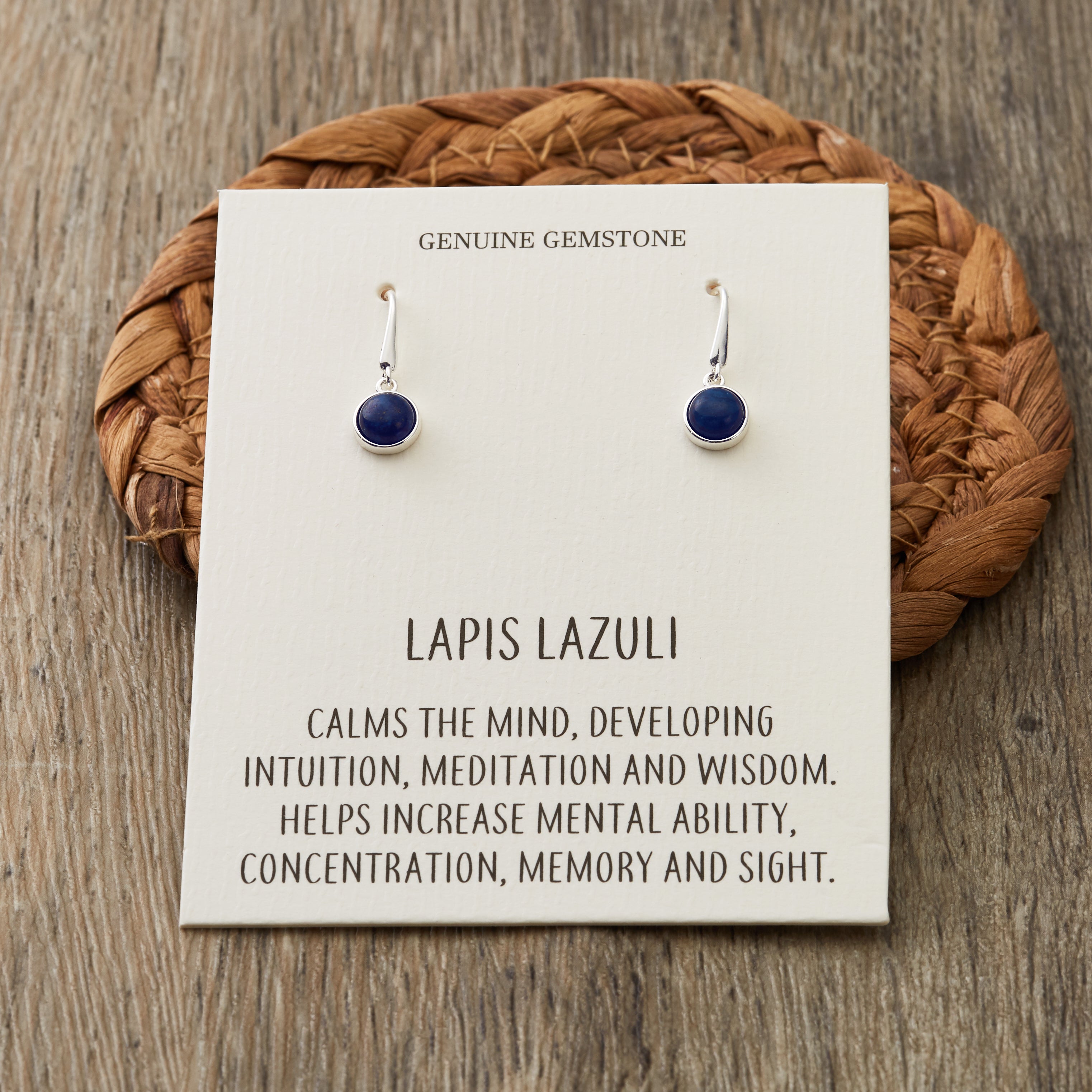 Lapis Drop Earrings with Quote Card