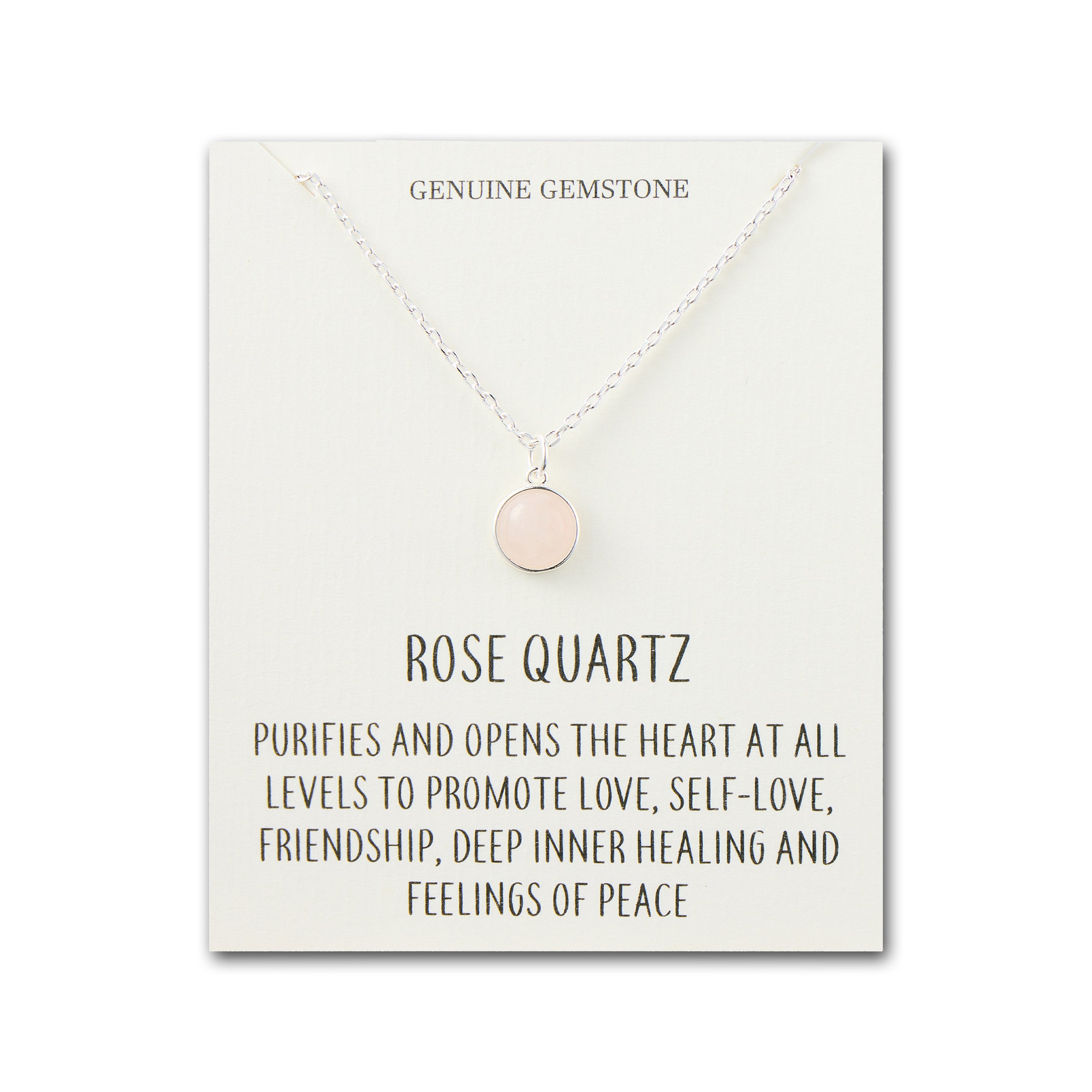 Rose Quartz Necklace with Quote Card