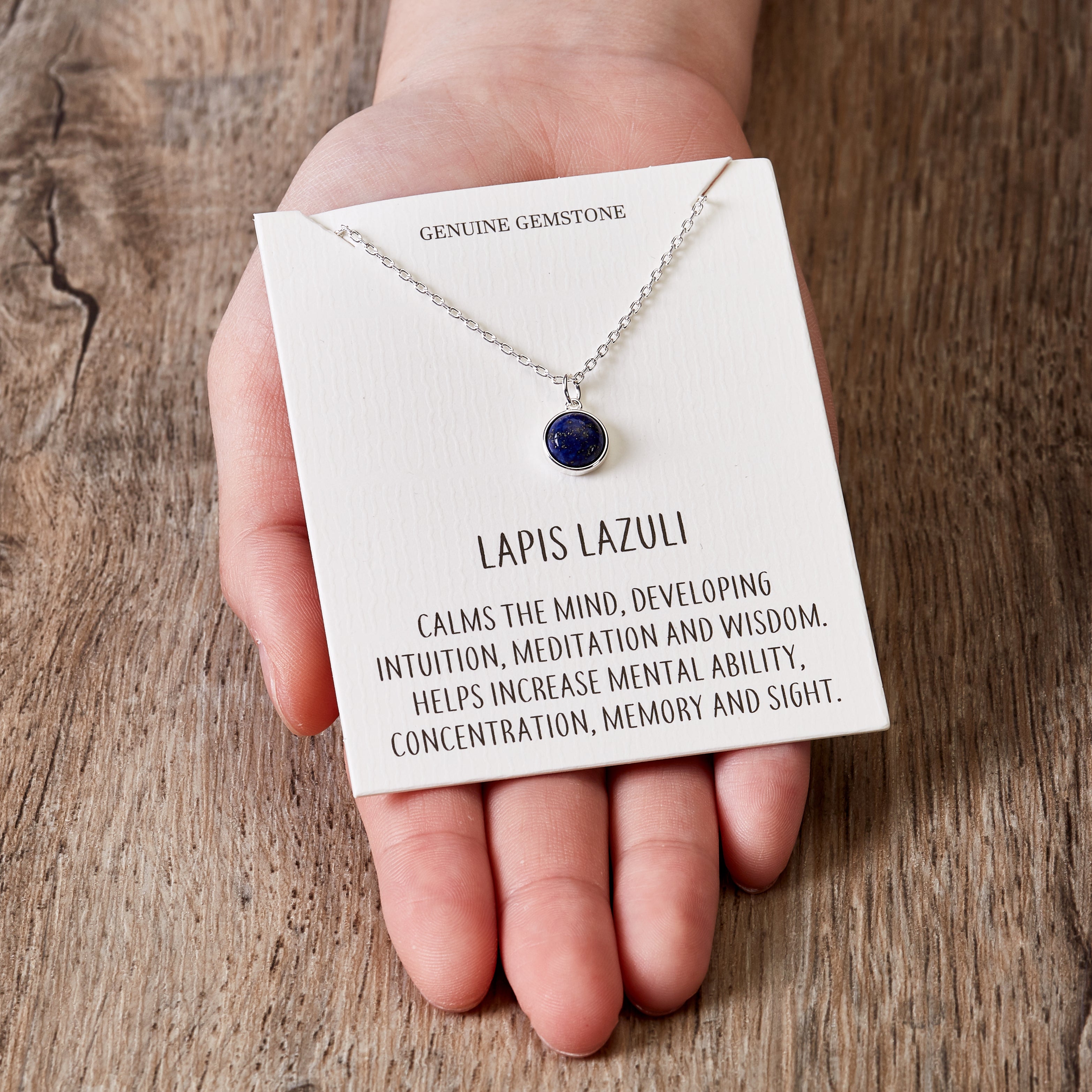 Lapis Necklace with Quote Card