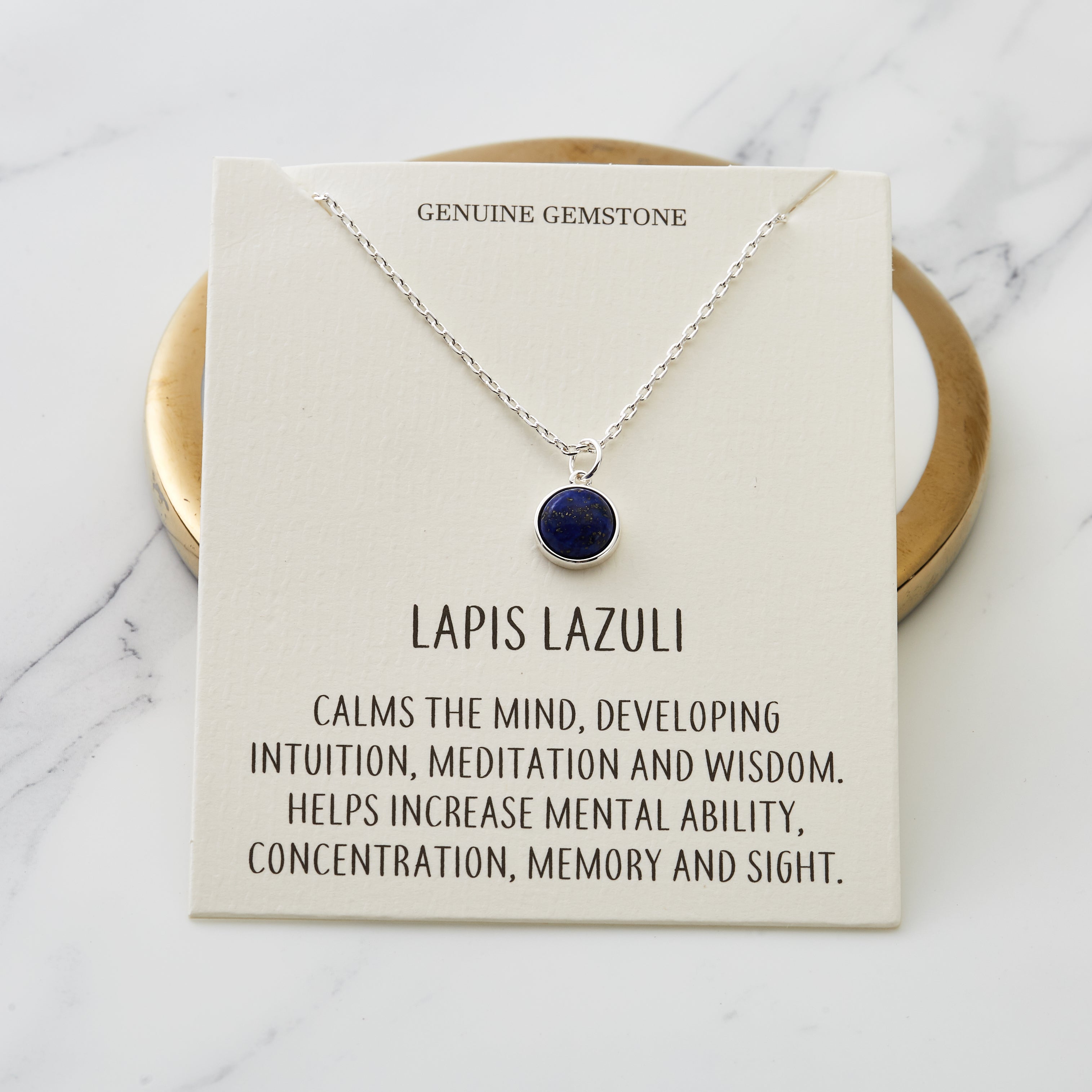 Lapis Necklace with Quote Card