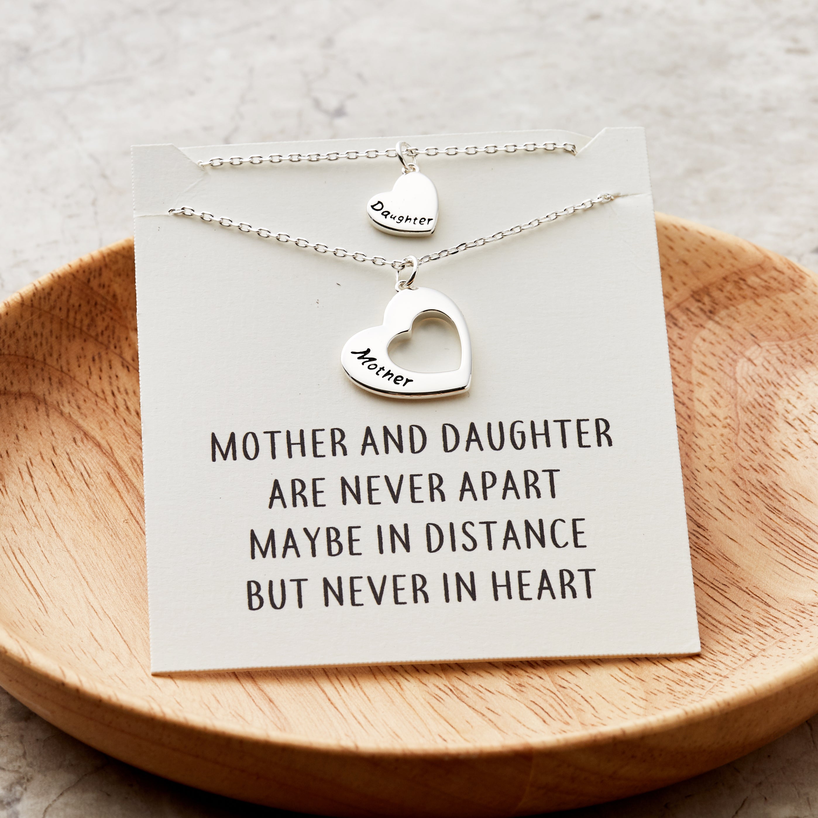 Silver Plated Mother and Daughter Necklace Set with Quote Card