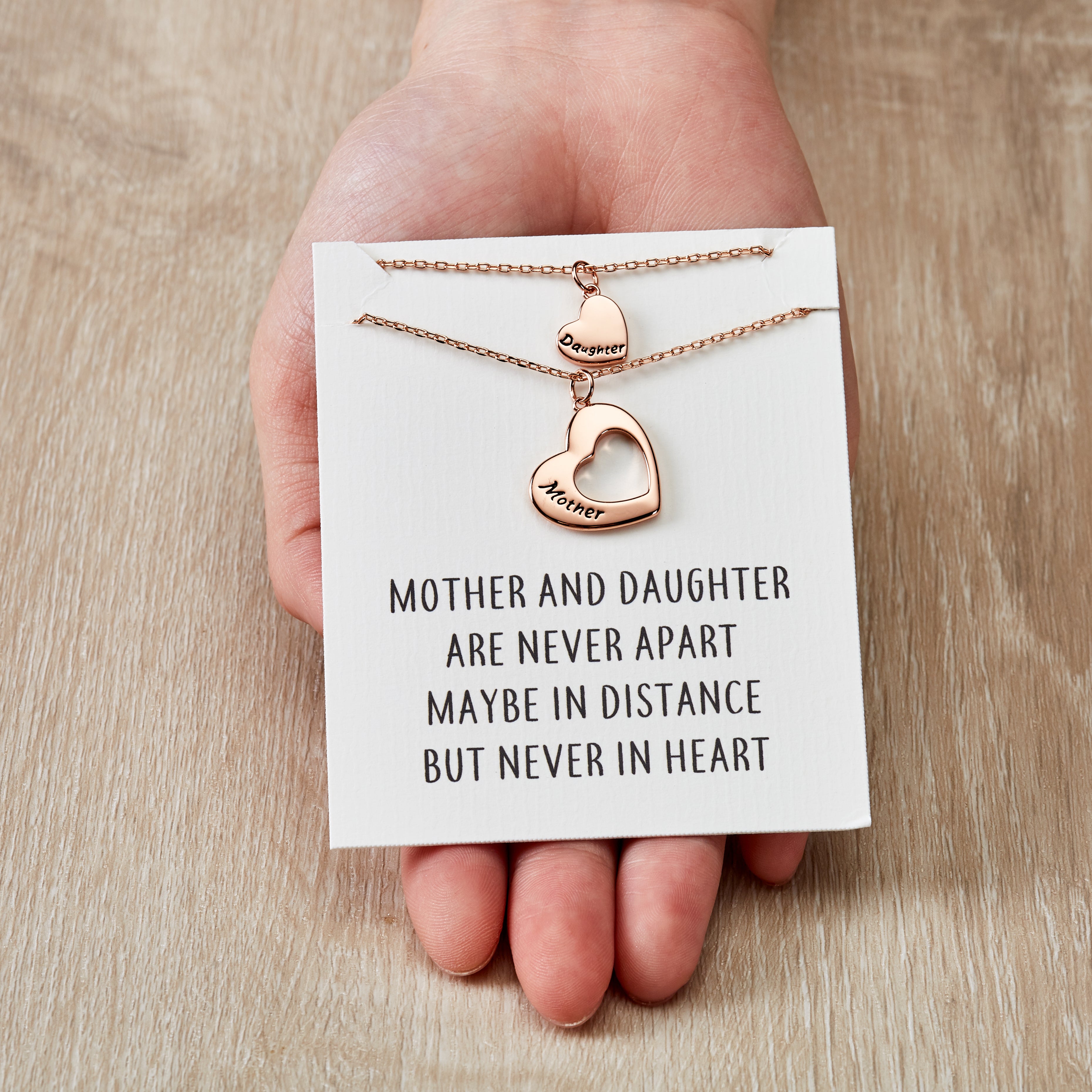 Rose Gold Plated Mother and Daughter Necklace Set with Quote Card