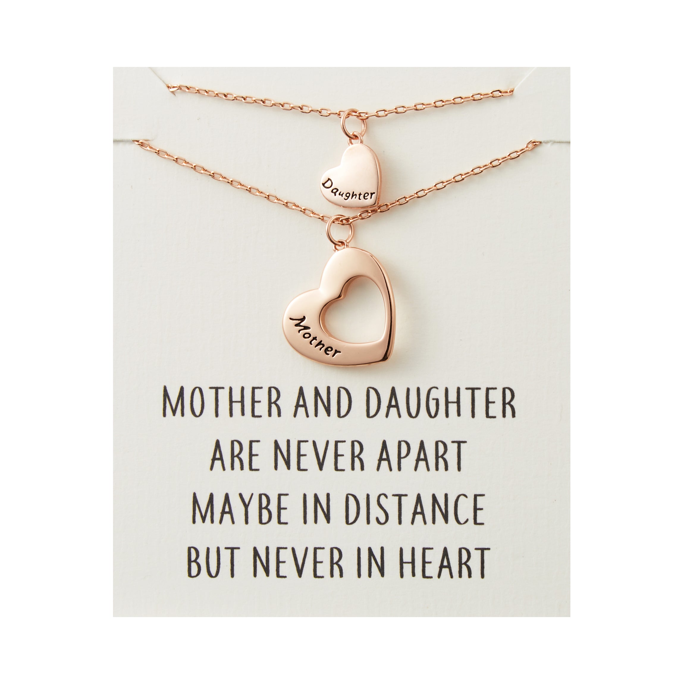 Rose Gold Plated Mother and Daughter Necklace Set with Quote Card