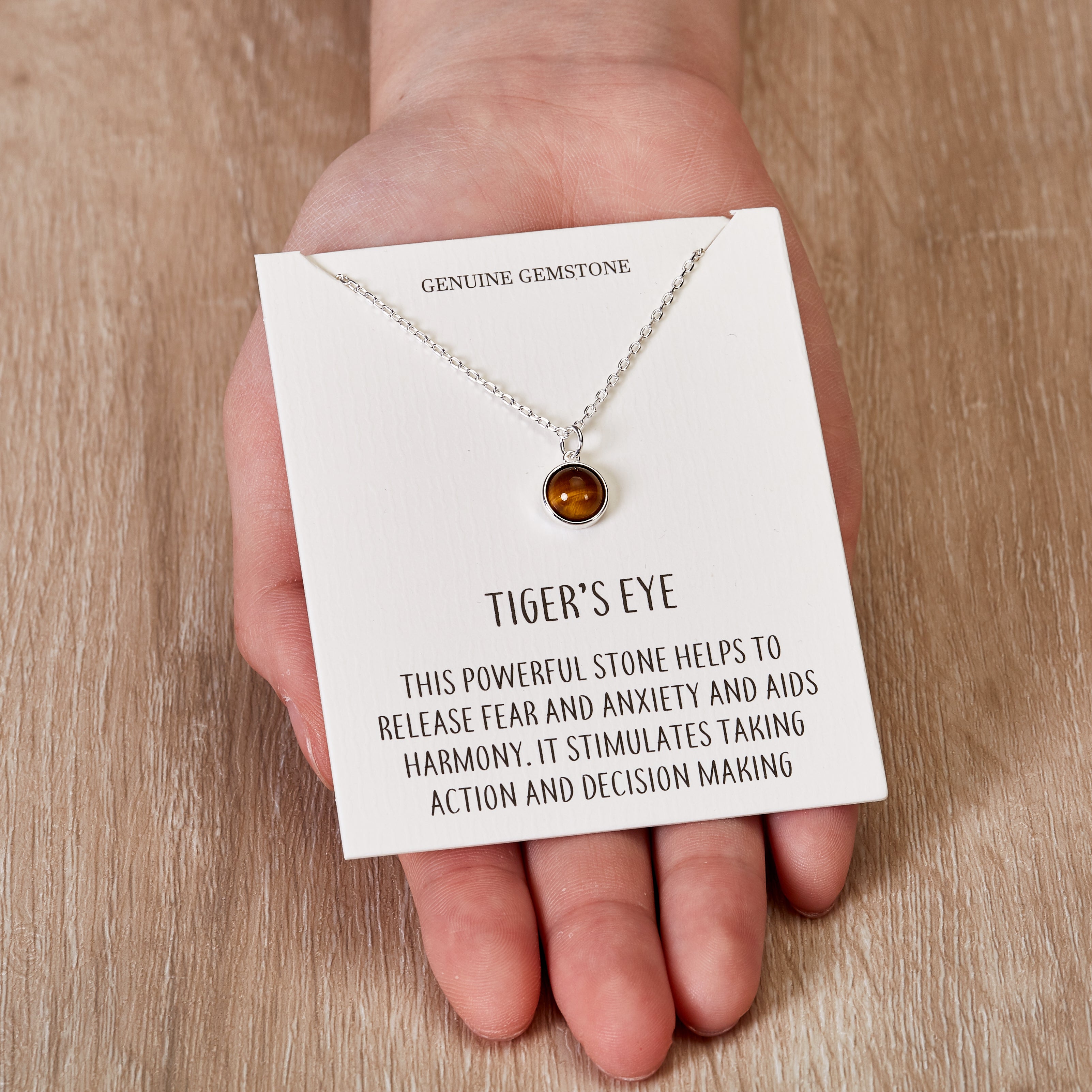 Tiger's Eye Necklace with Quote Card