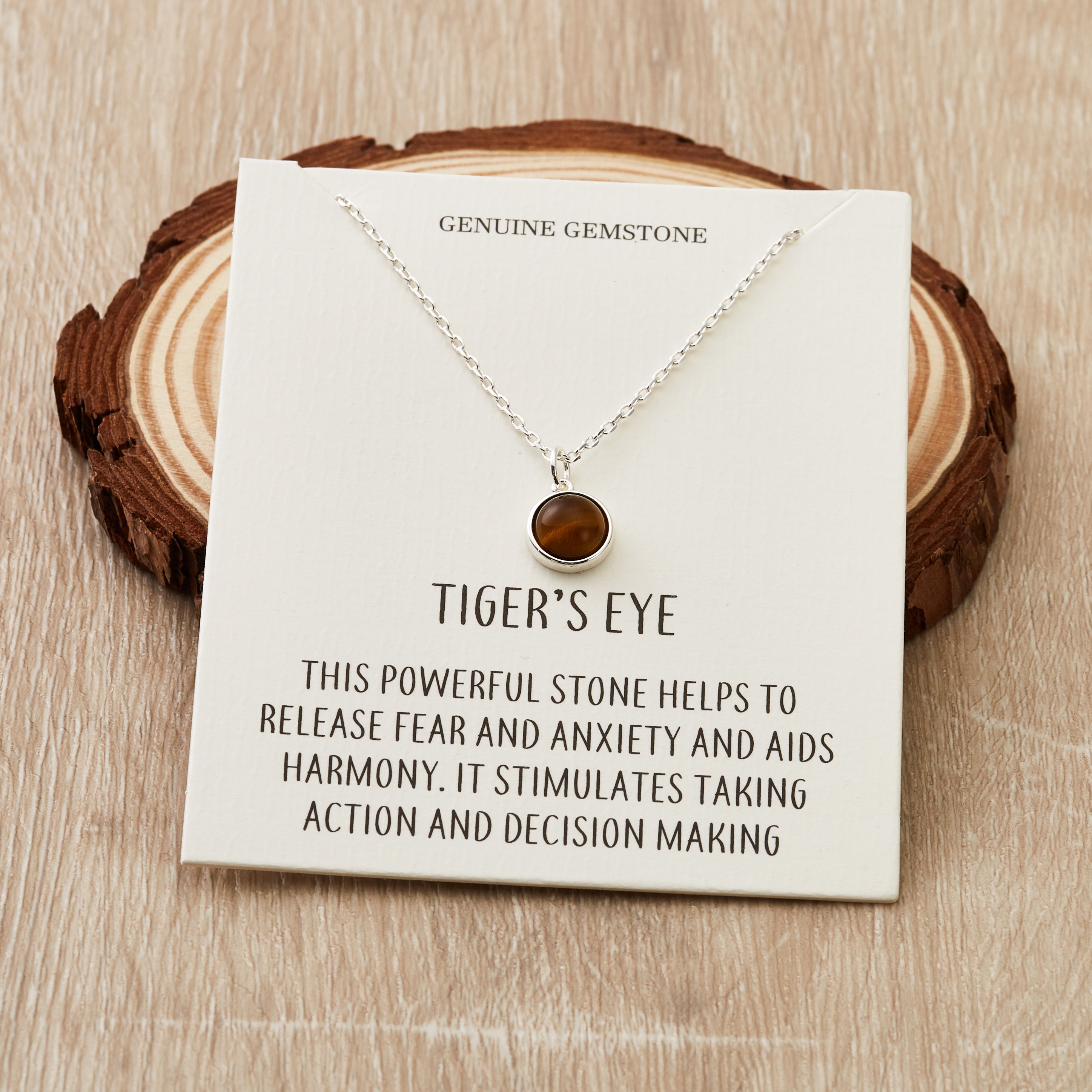 Tigers Eye Necklace with Quote Card