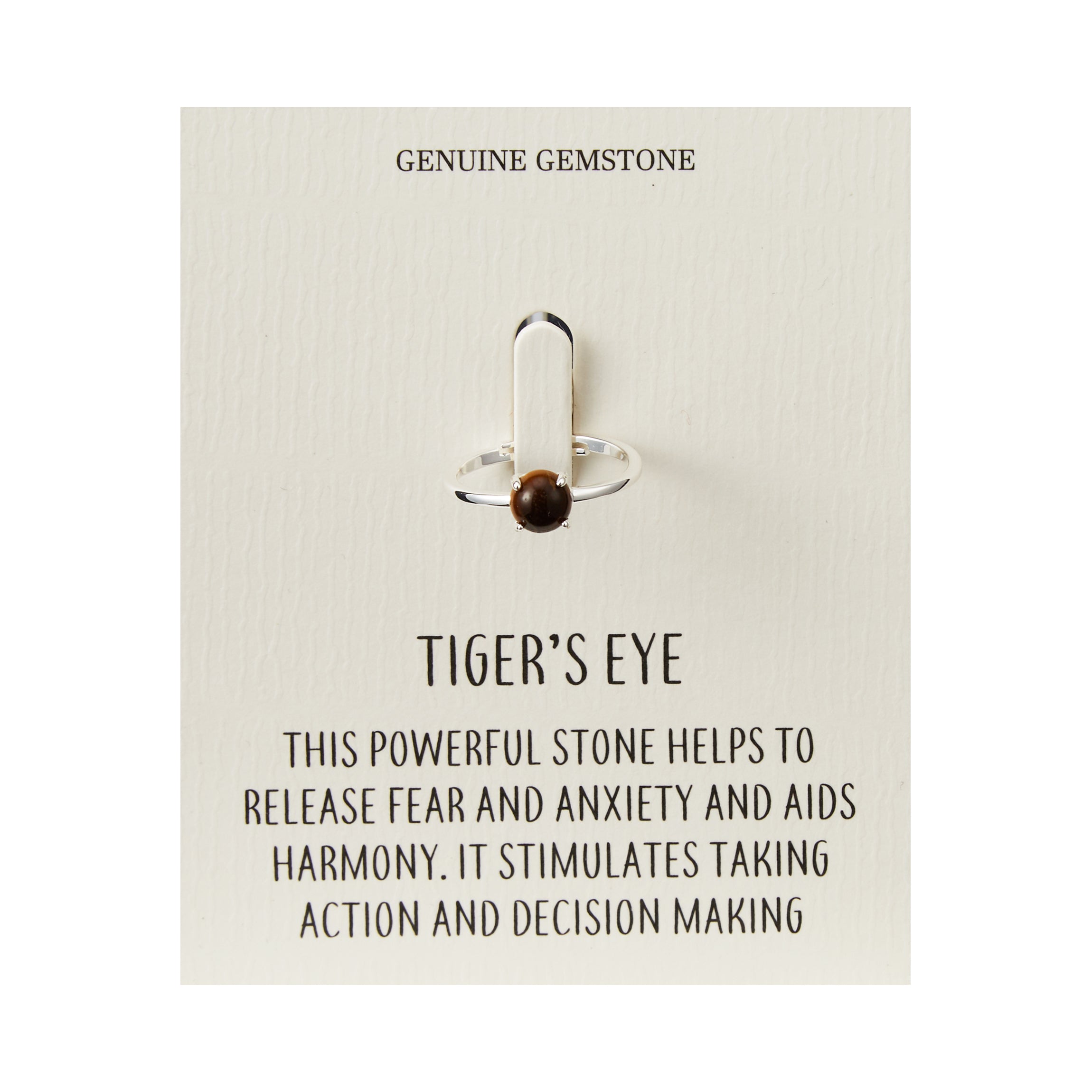 Tigers Eye Adjustable Ring with Quote Card