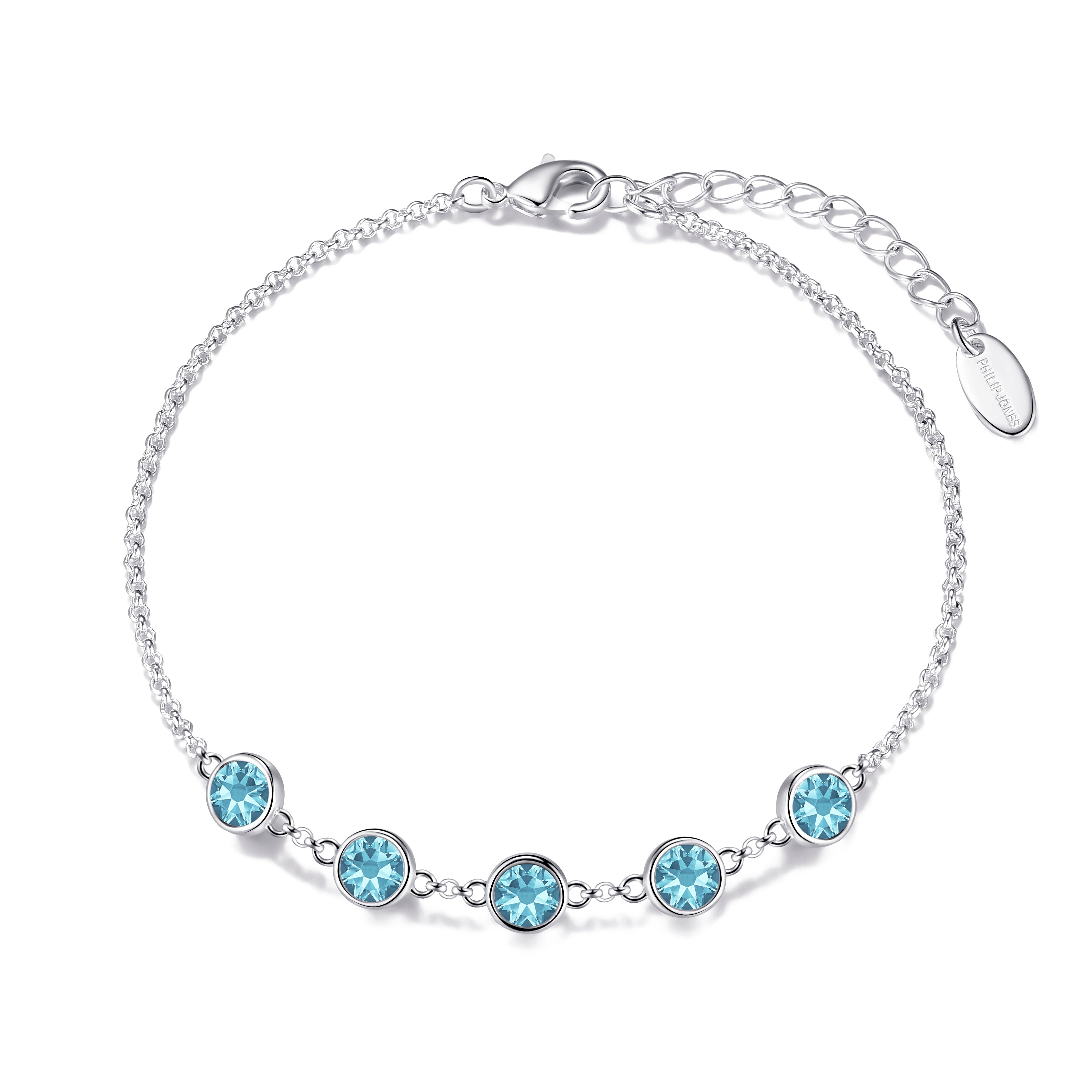 Light Blue Crystal Chain Bracelet Created with Zircondia® Crystals by Philip Jones Jewellery