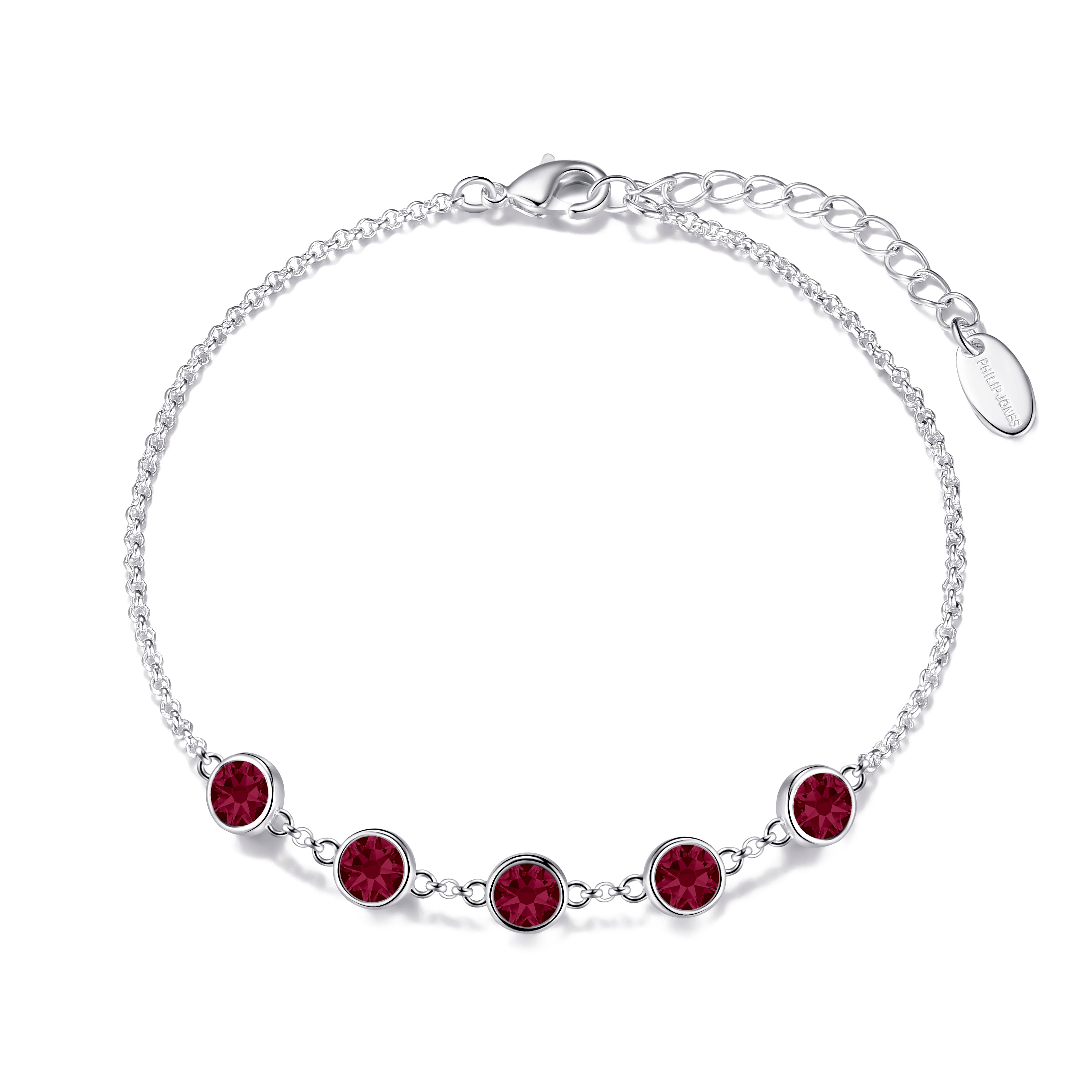 Red Crystal Chain Bracelet Created with Zircondia® Crystals by Philip Jones Jewellery