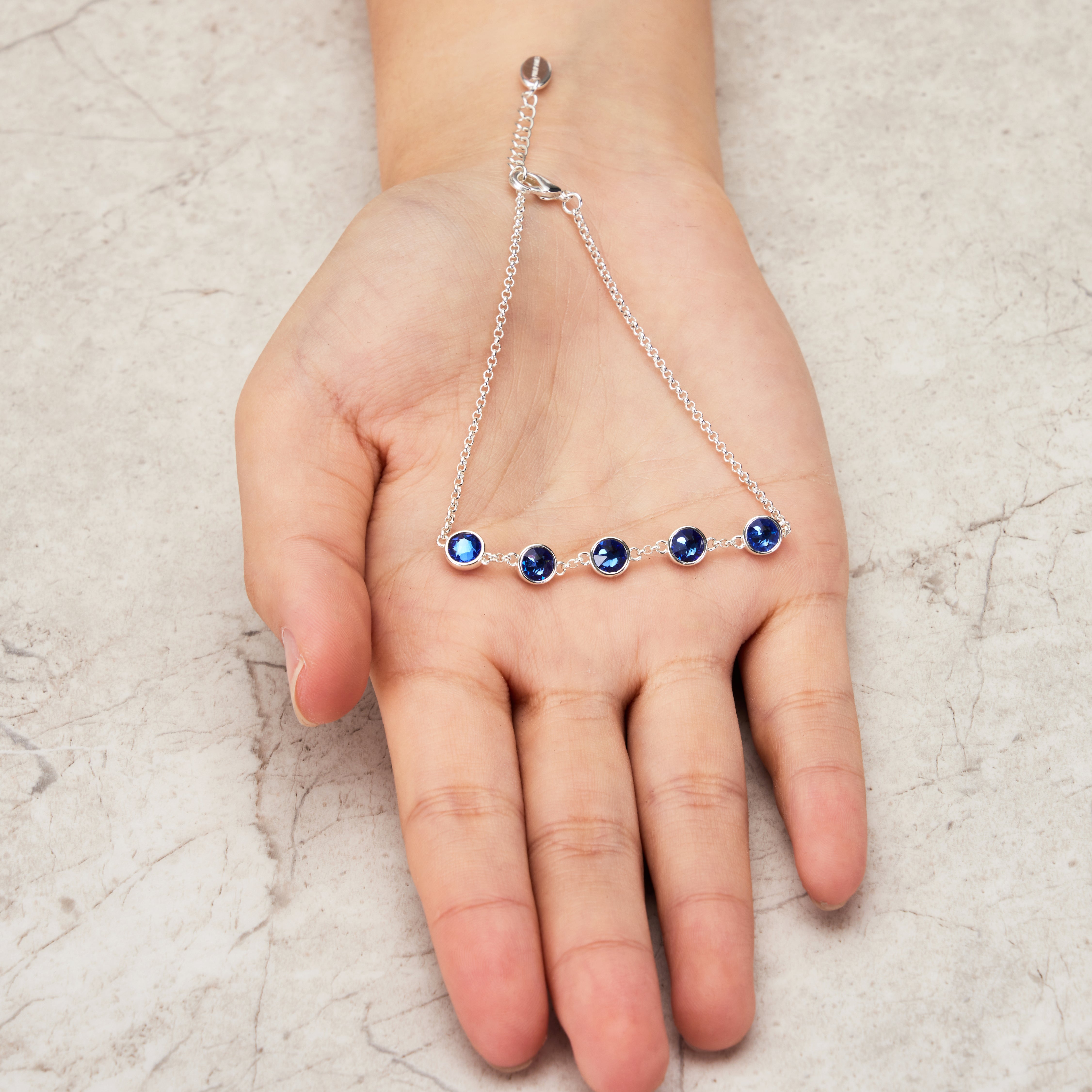 Dark Blue Crystal Chain Bracelet Created with Zircondia® Crystals
