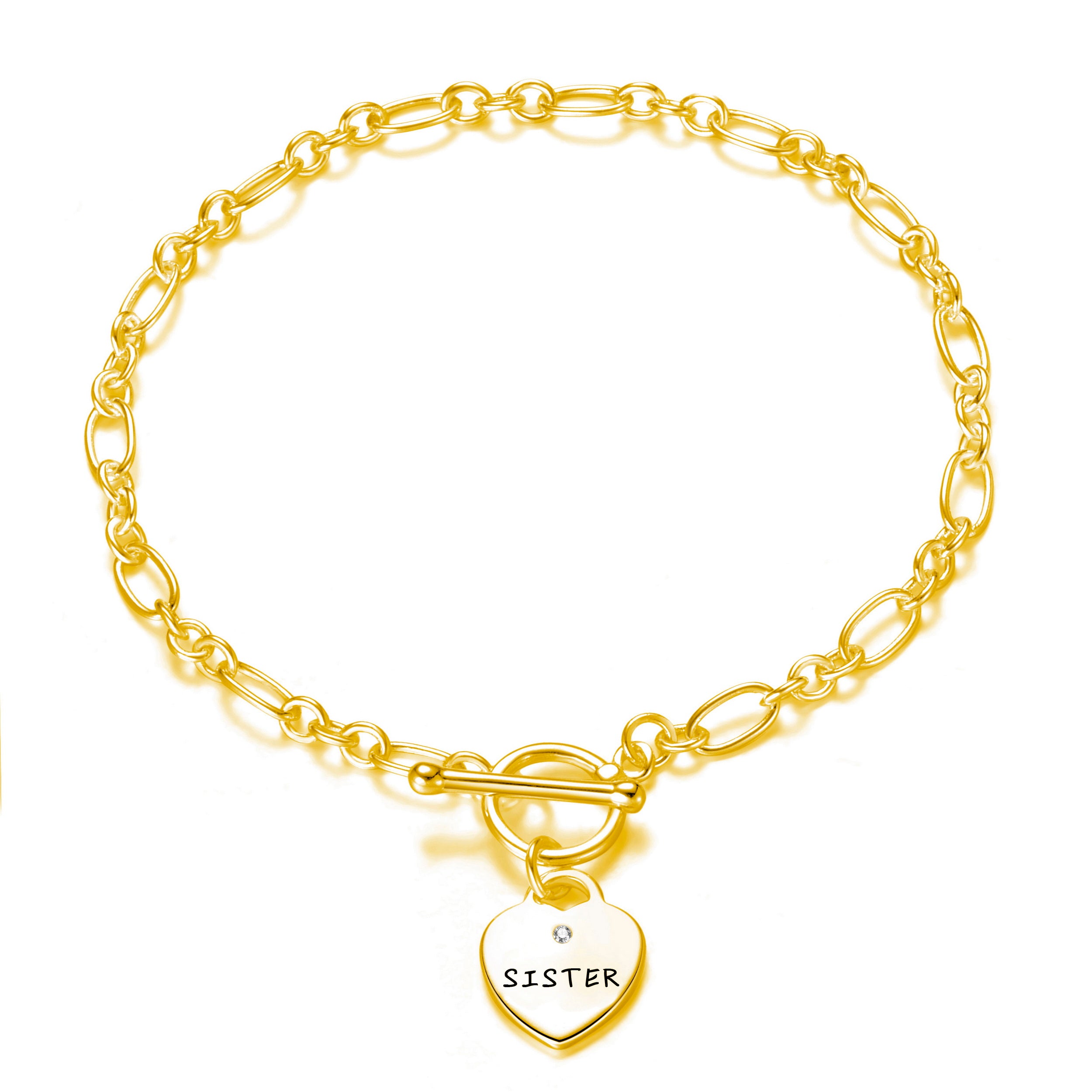 Gold Plated Sister Charm Bracelet Created with Zircondia® Crystals