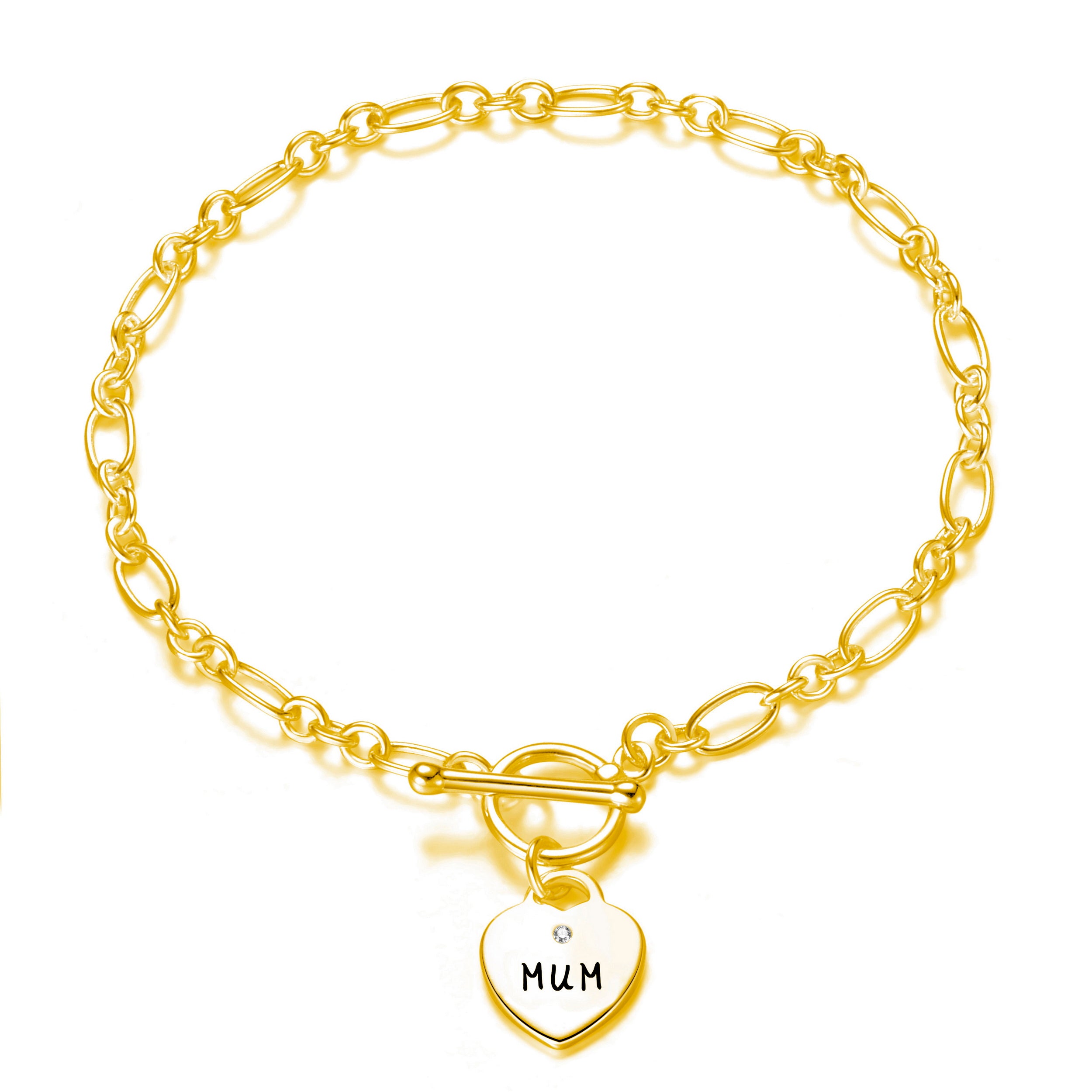 Gold Plated Mum Charm Bracelet Created with Zircondia® Crystals