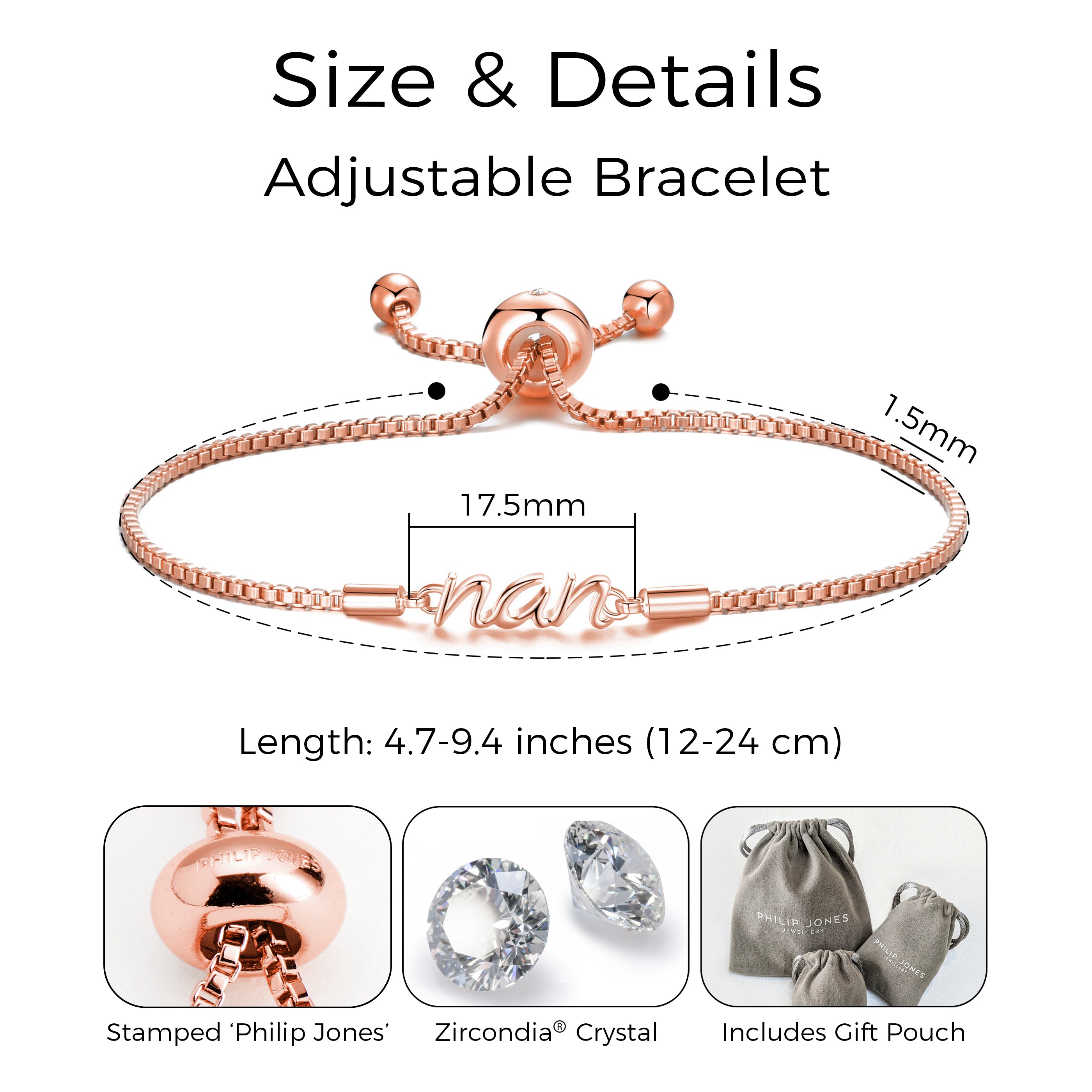 Rose Gold Plated Nan Bracelet Created with Zircondia® Crystals