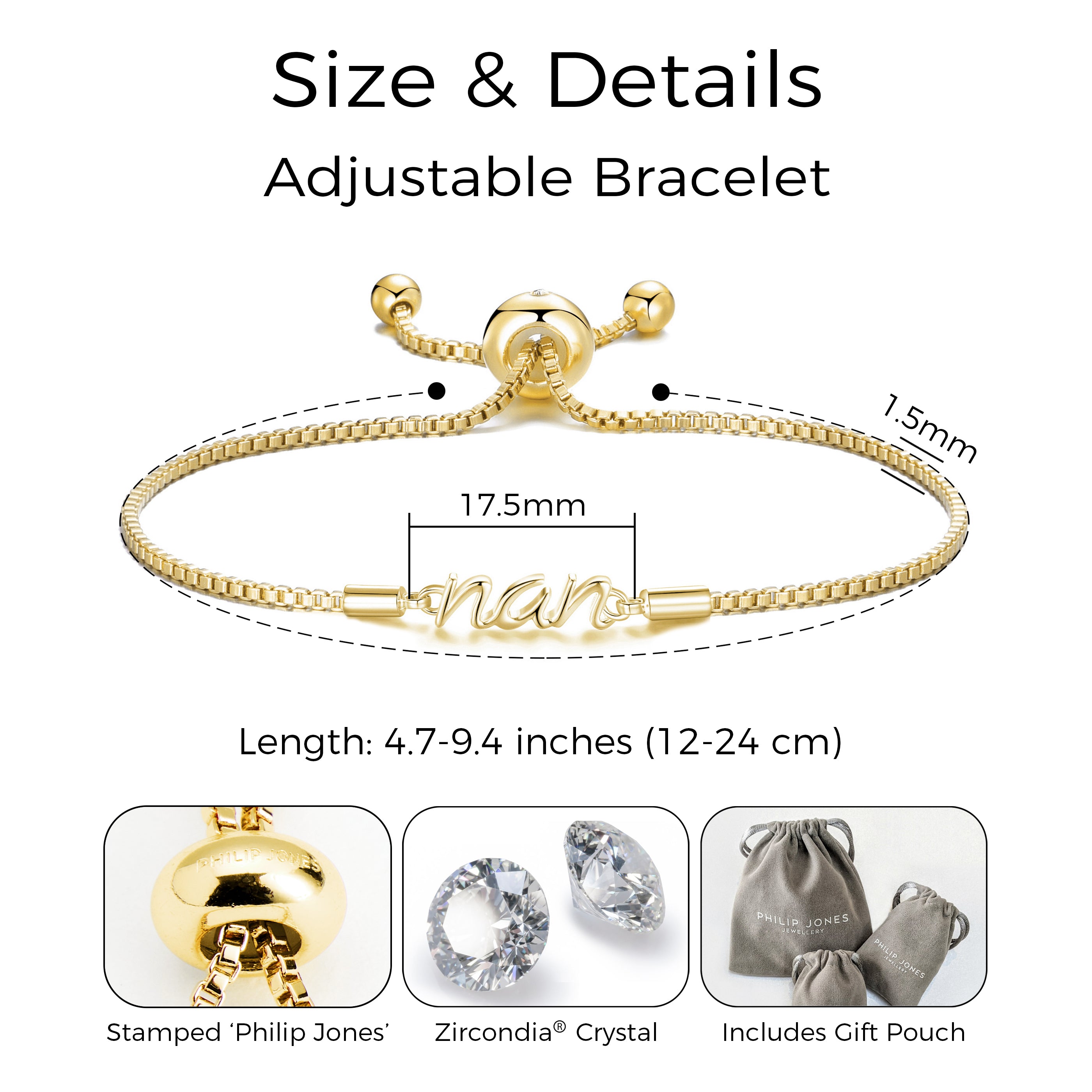 Gold Plated Nan Bracelet Created with Zircondia® Crystals