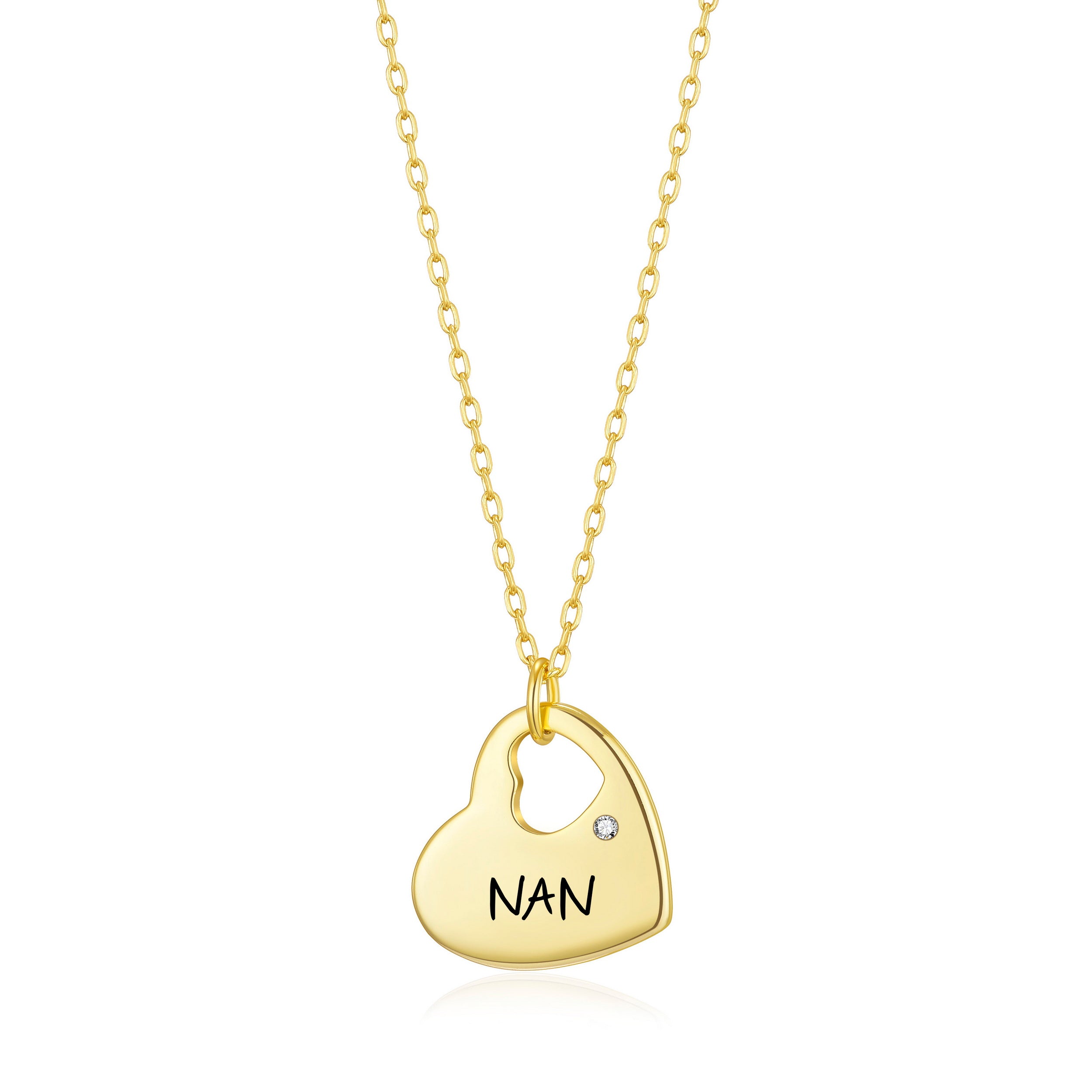 Gold Nan Heart Necklace Created with Zircondia® Crystals