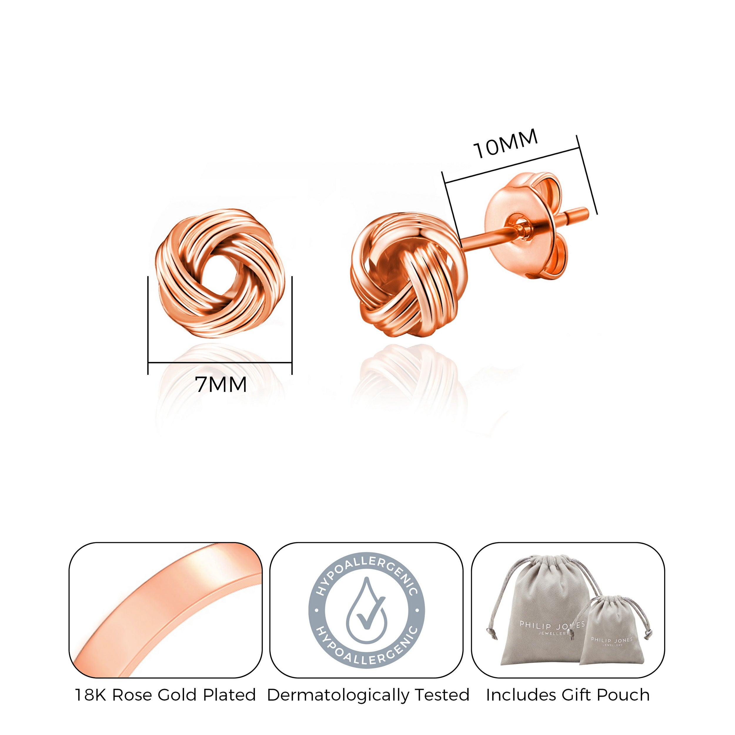 Rose Gold Plated Love Knot Earrings