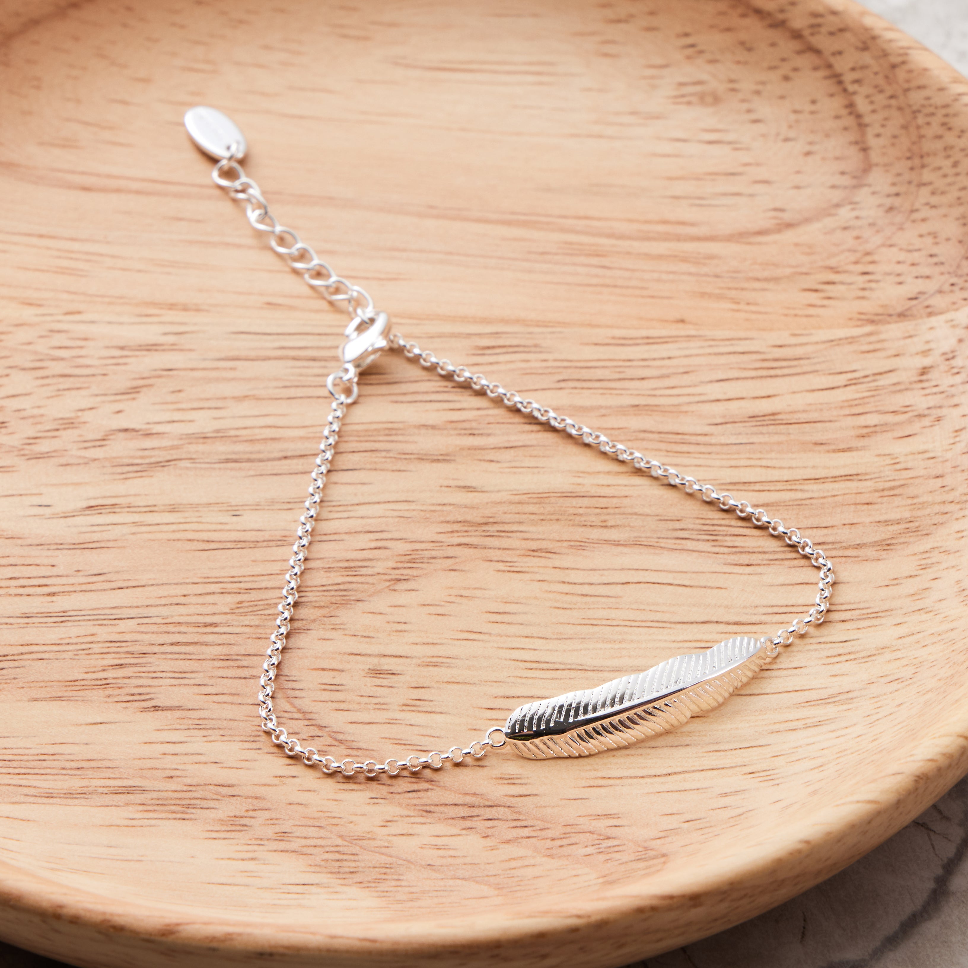 Silver Plated Feather Bracelet