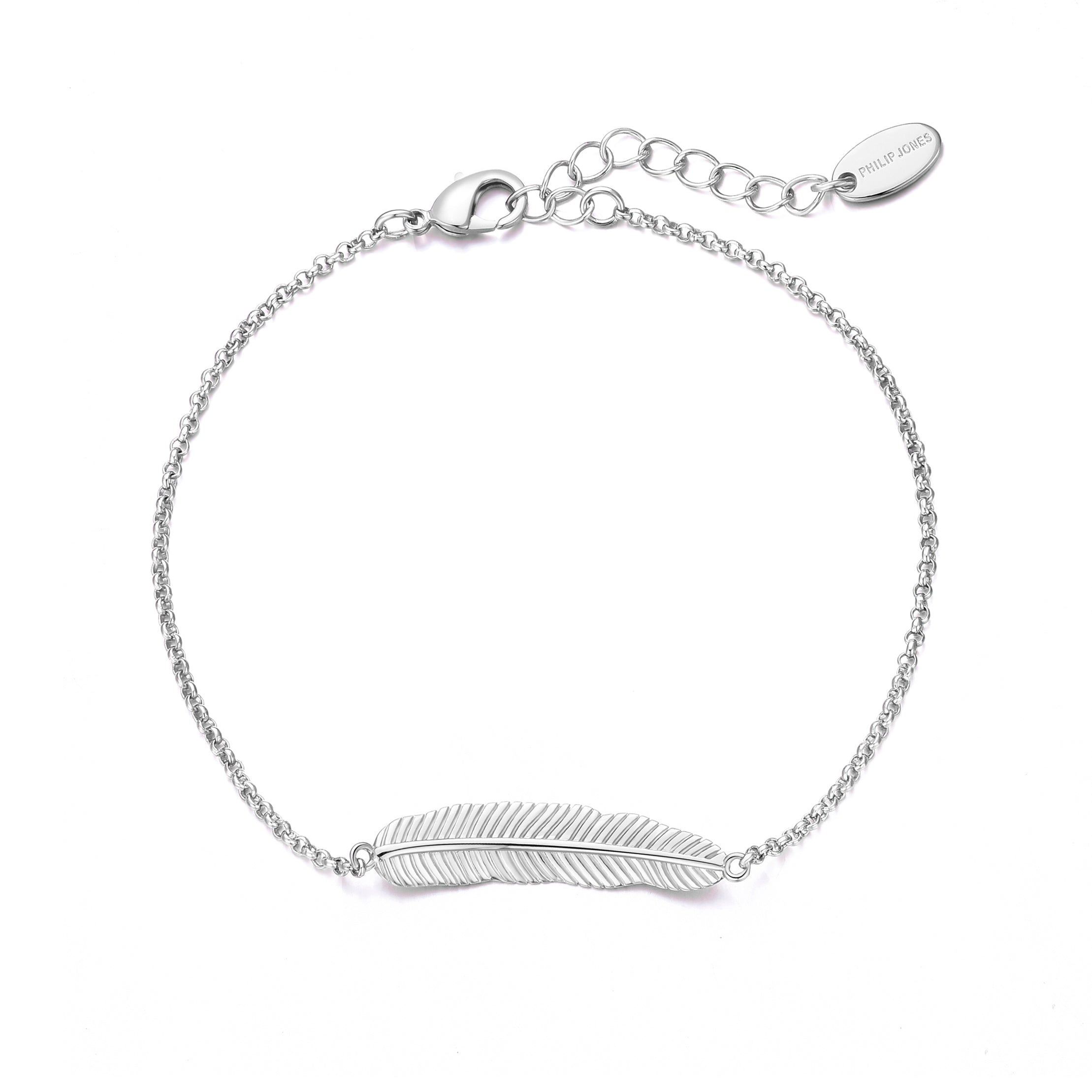 Silver Plated Feather Bracelet by Philip Jones Jewellery