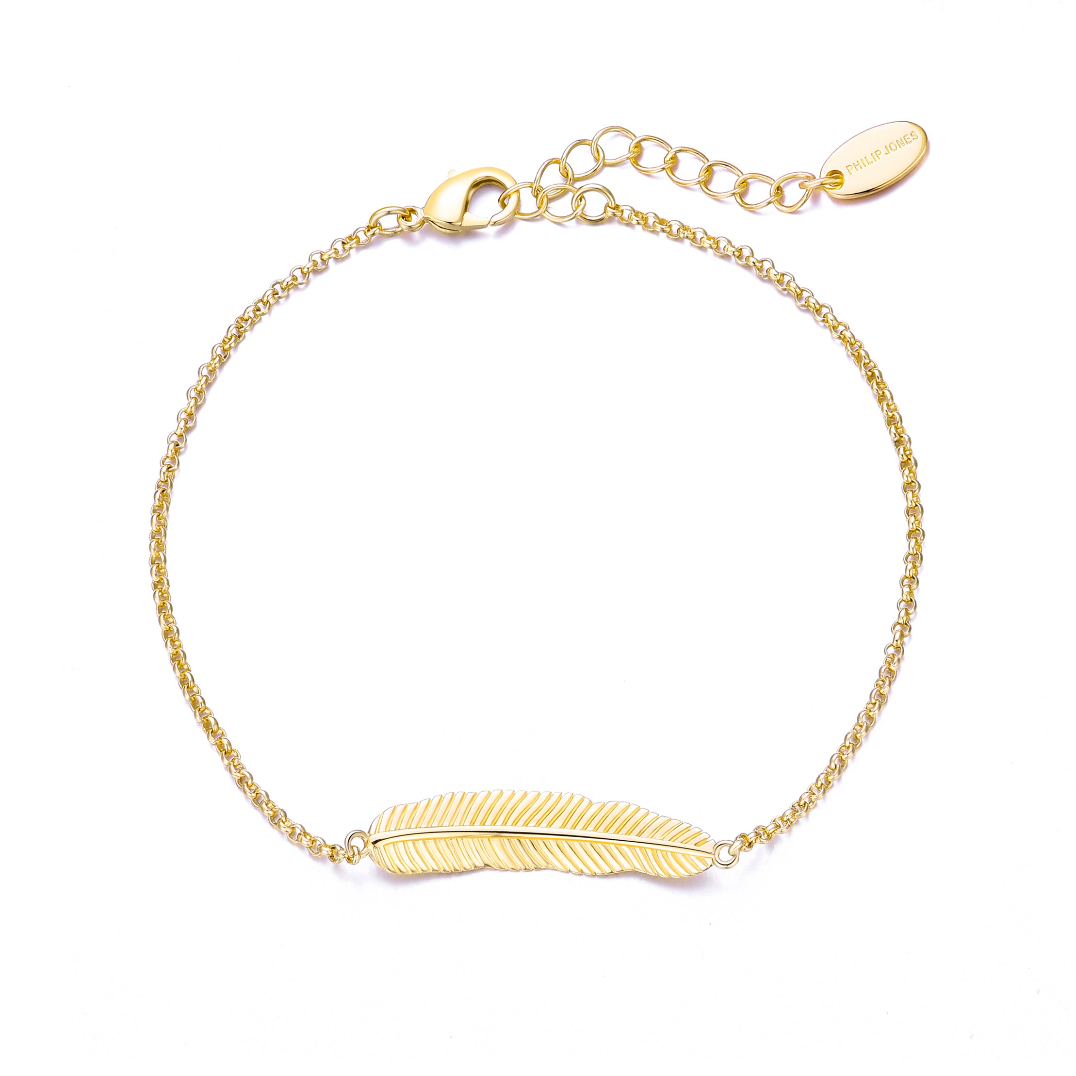 Gold Plated Feather Bracelet by Philip Jones Jewellery