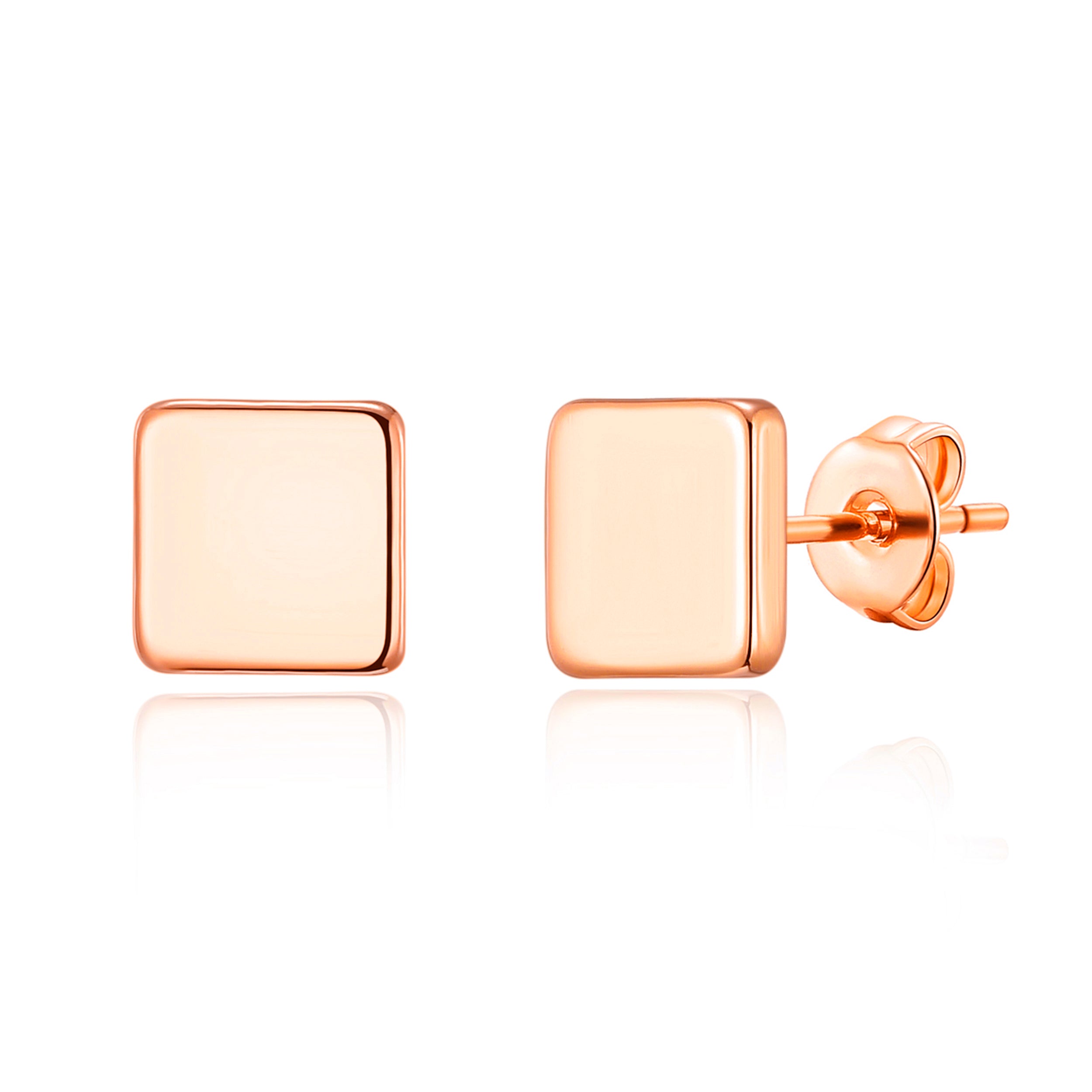 Rose Gold Plated Square Stud Earrings