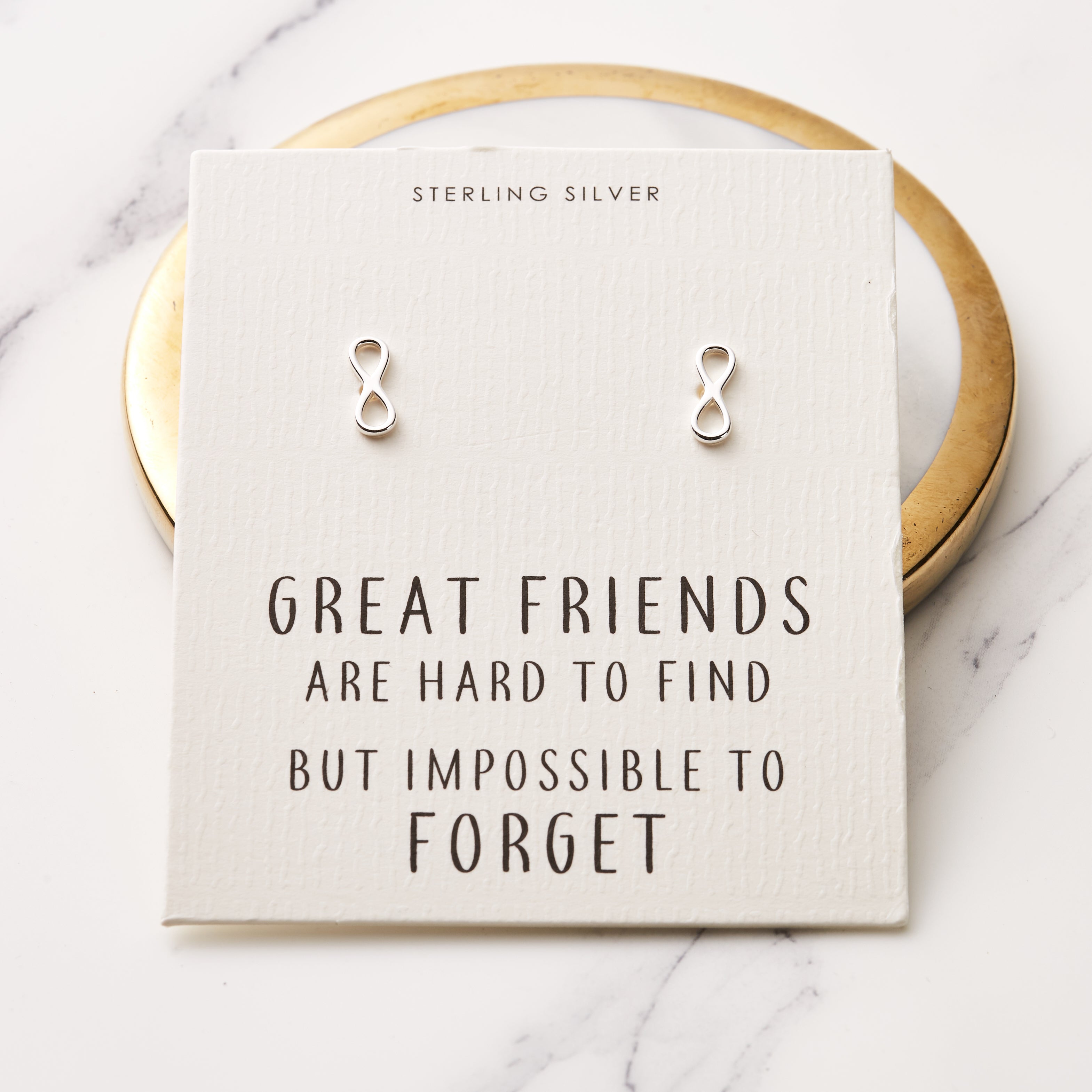 Sterling Silver Infinity Friendship Quote Earrings