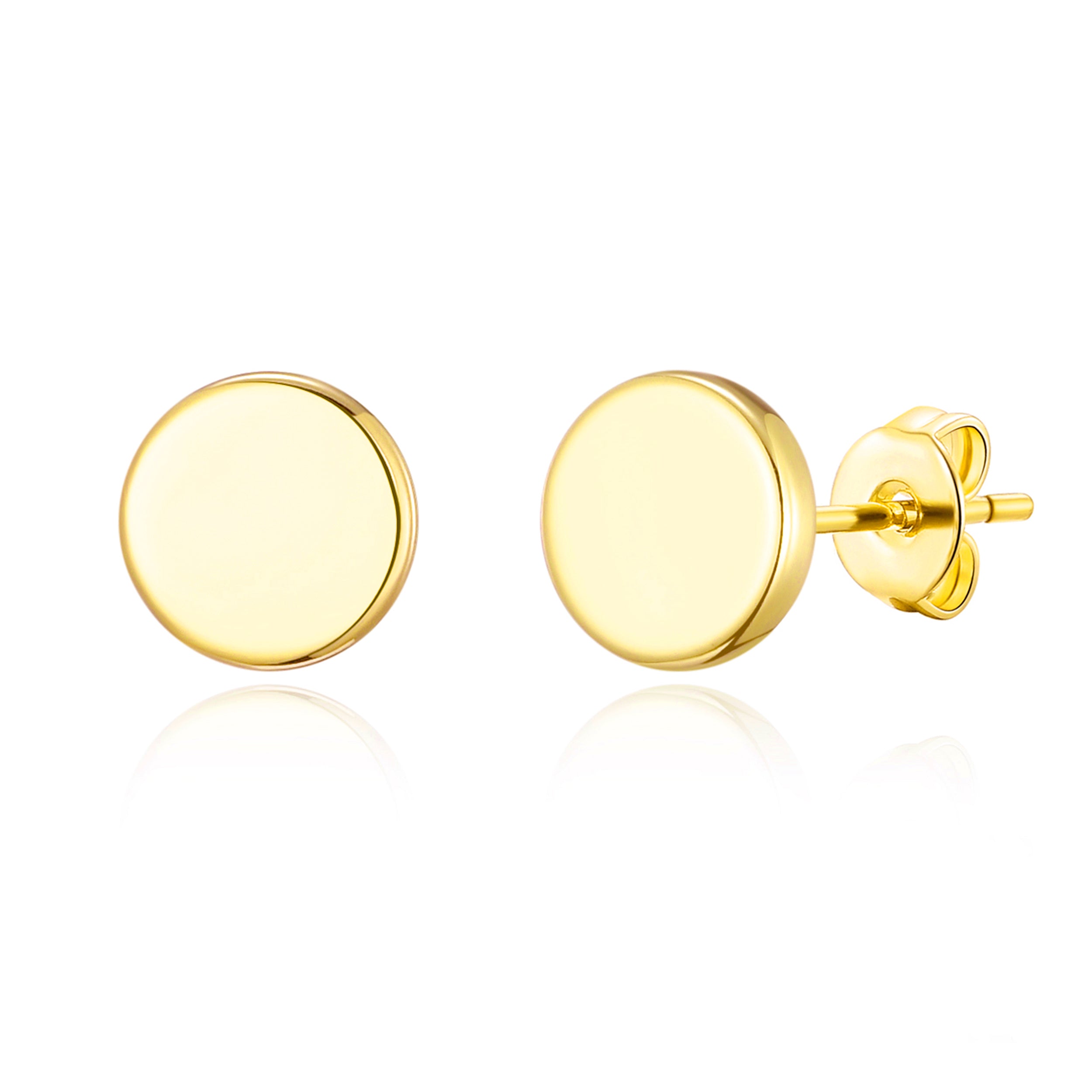 Gold Plated Round Dot Stud Earrings