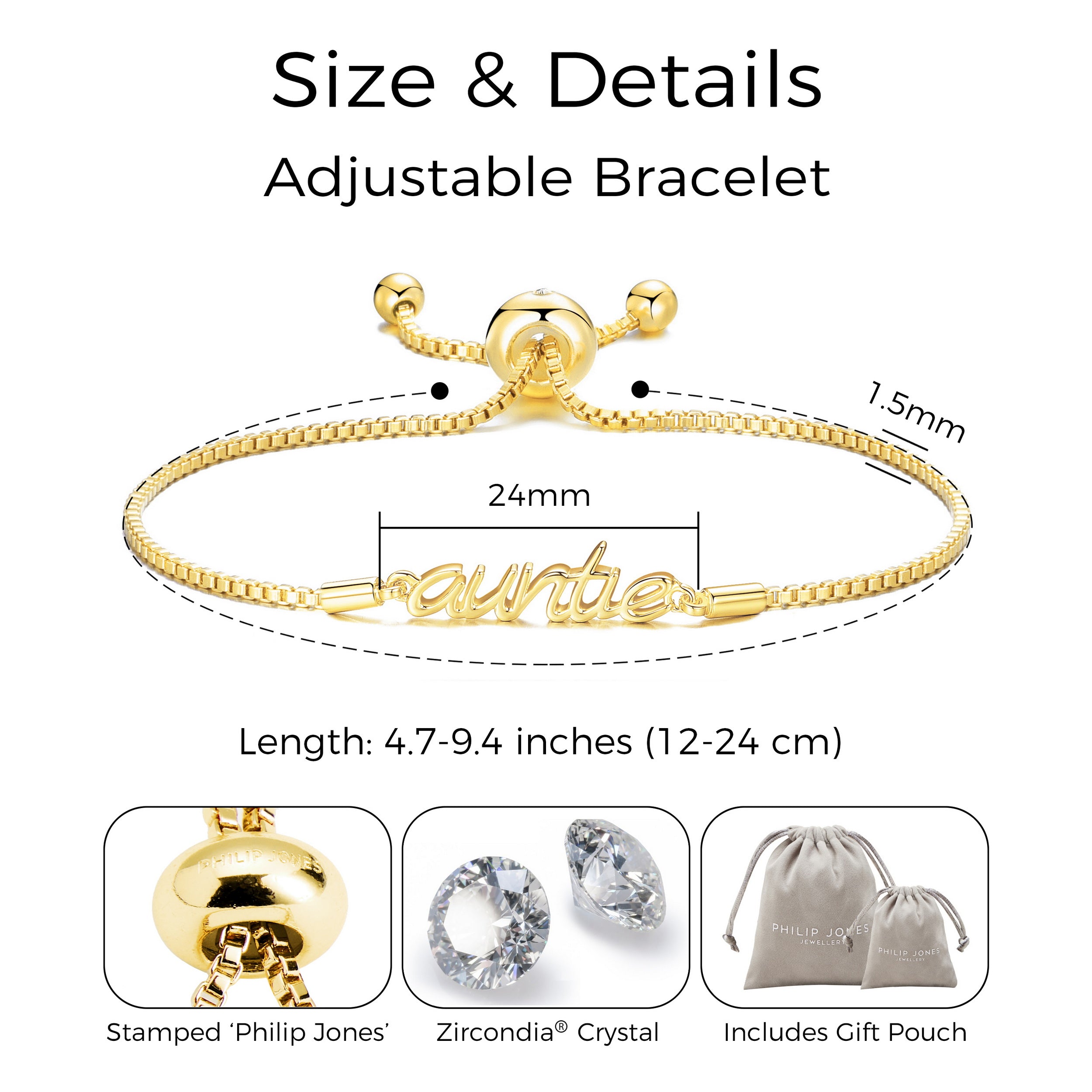 Gold Plated Auntie Bracelet Created with Zircondia® Crystals