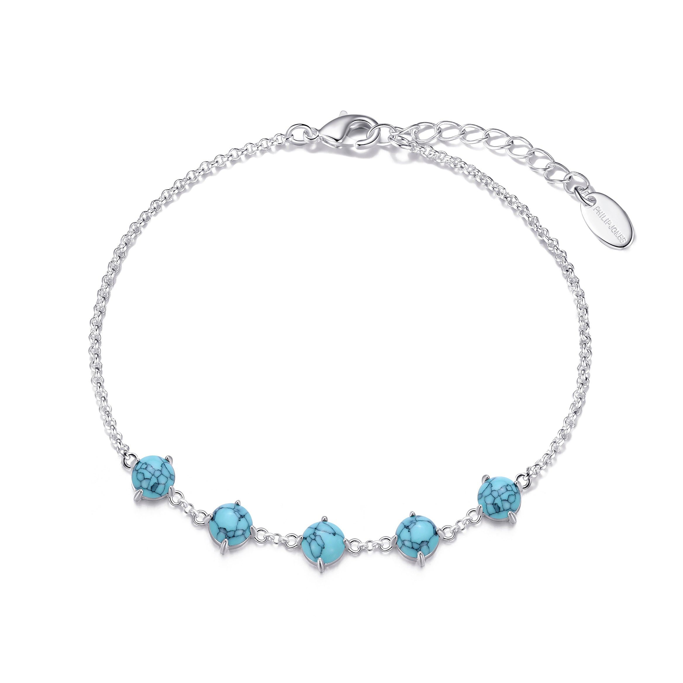 Synthetic Turquoise Gemstone Bracelet by Philip Jones Jewellery