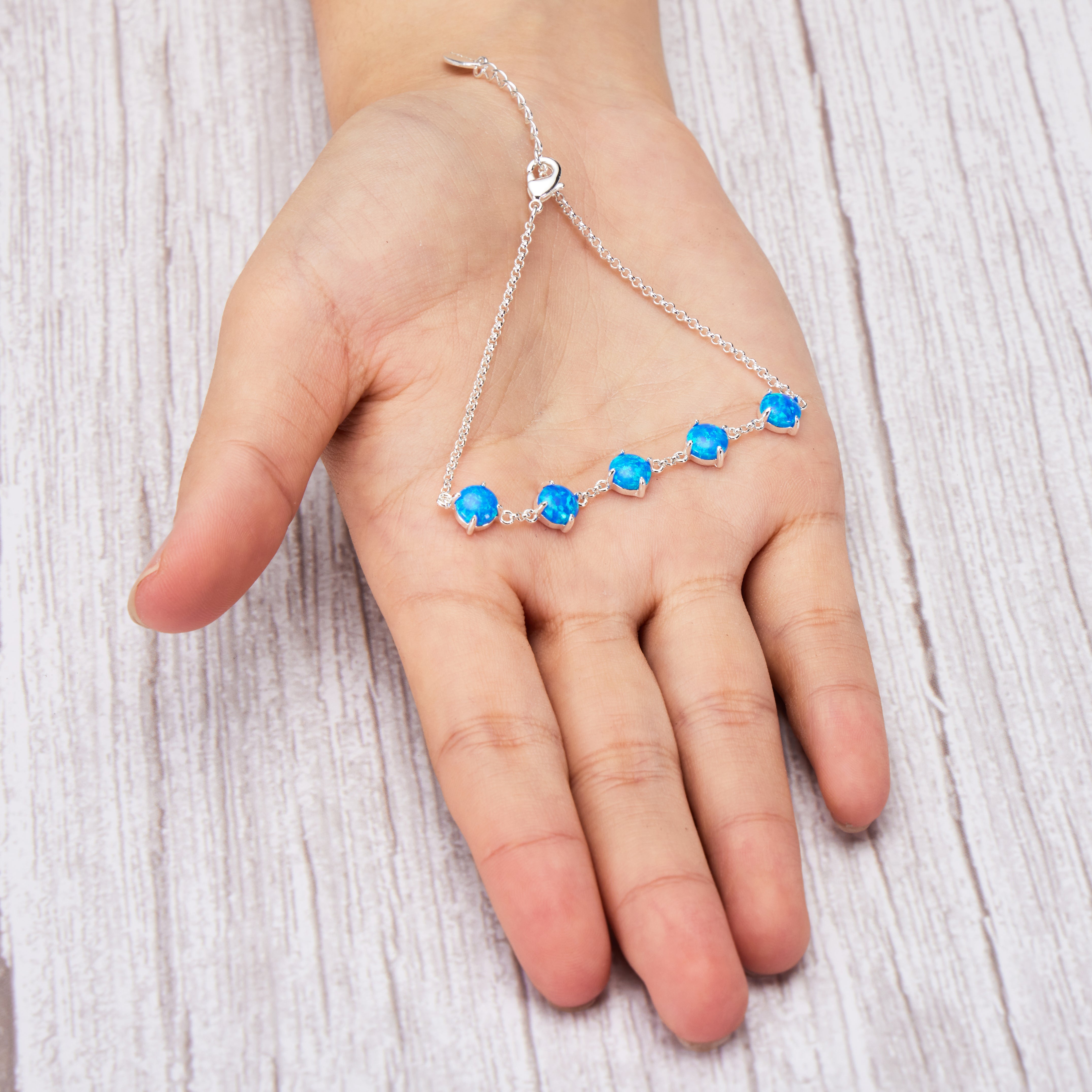 Synthetic Blue Opal Gemstone Bracelet