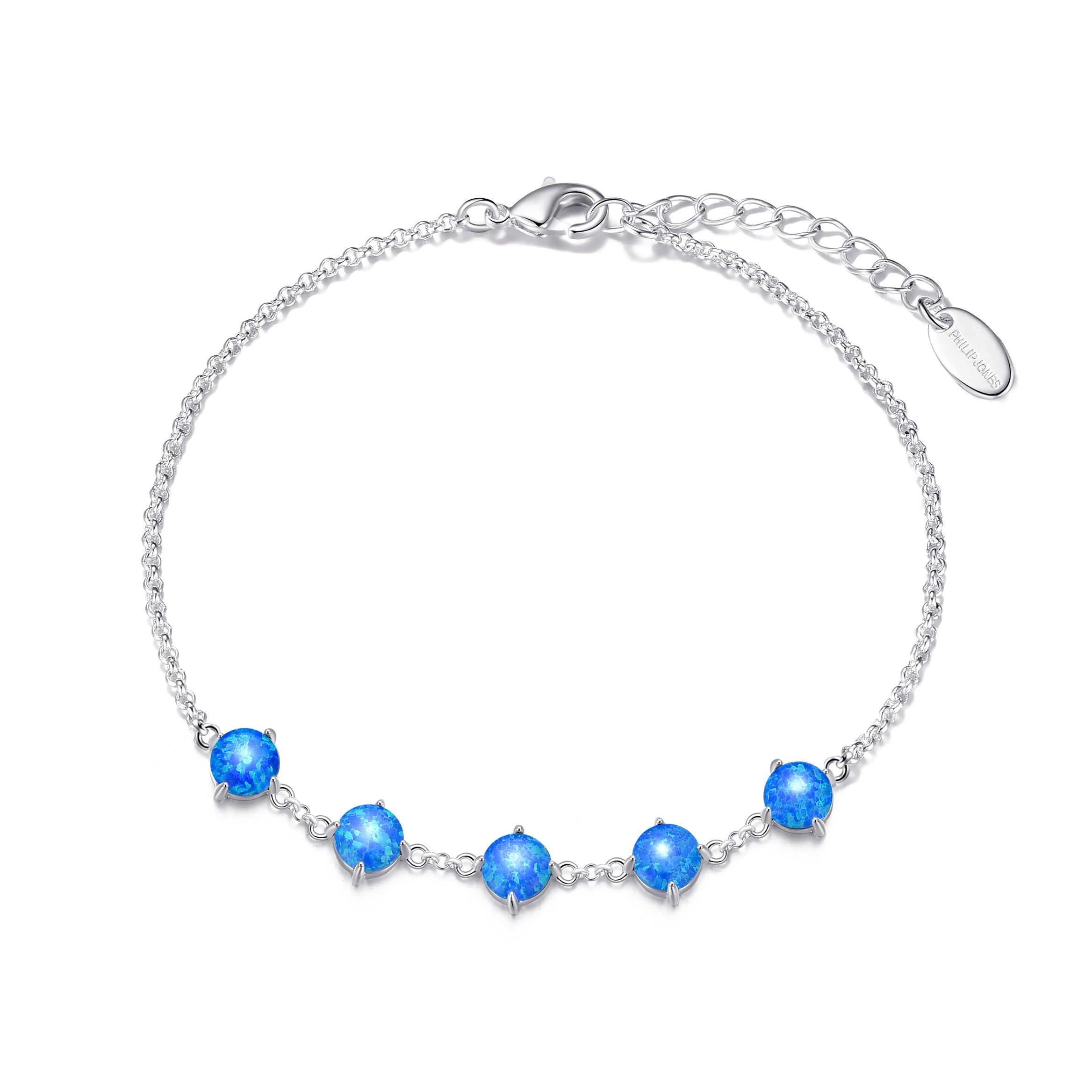 Synthetic Blue Opal Gemstone Bracelet by Philip Jones Jewellery