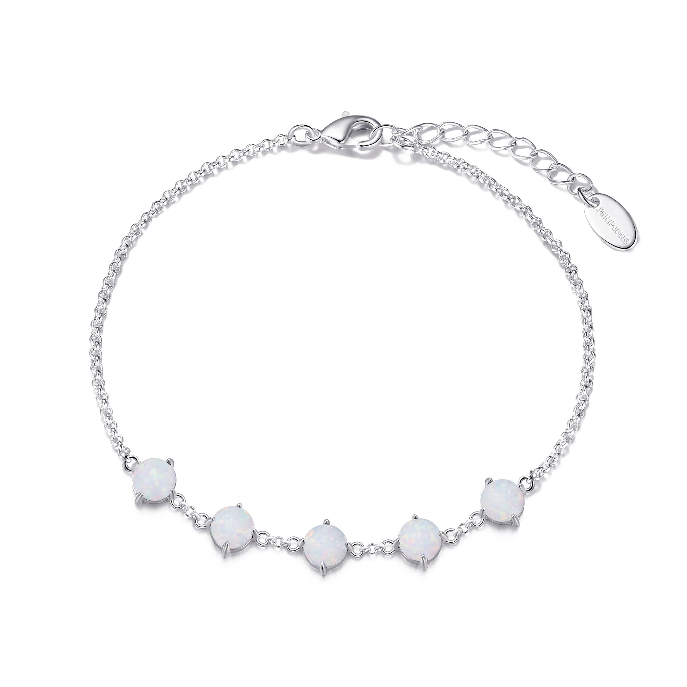 Synthetic White Opal Gemstone Bracelet by Philip Jones Jewellery