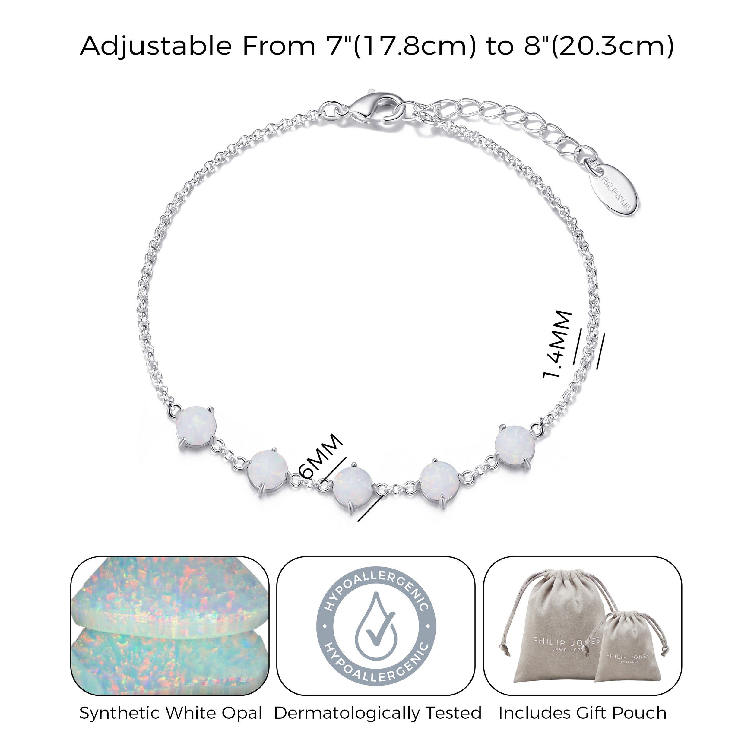 Synthetic White Opal Gemstone Bracelet