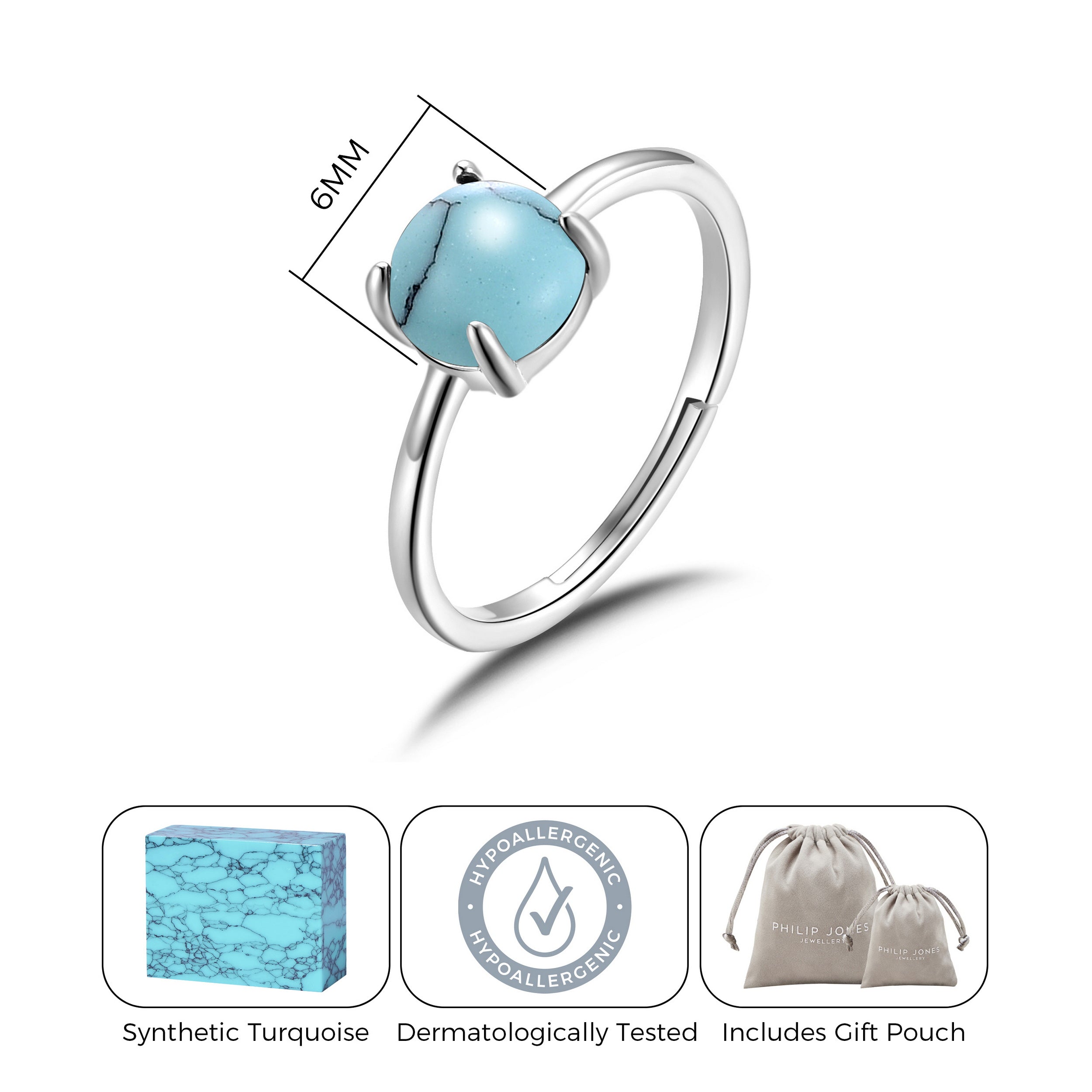 Synthetic Turquoise Adjustable Ring
