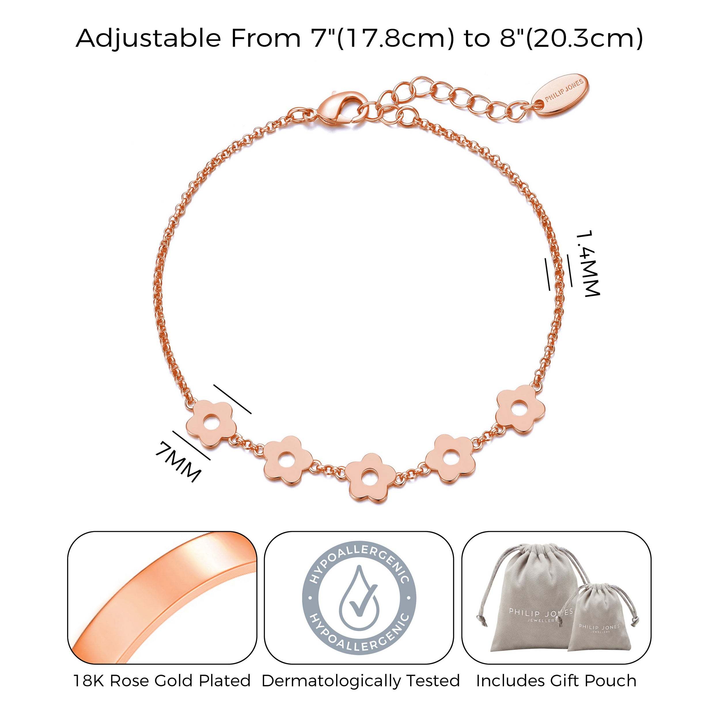 Rose Gold Plated Flower Bracelet