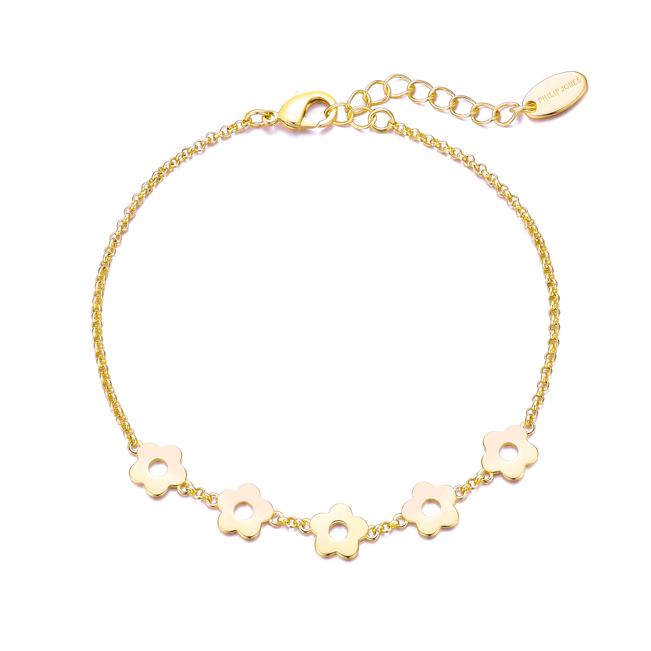 Gold Plated Flower Bracelet by Philip Jones Jewellery