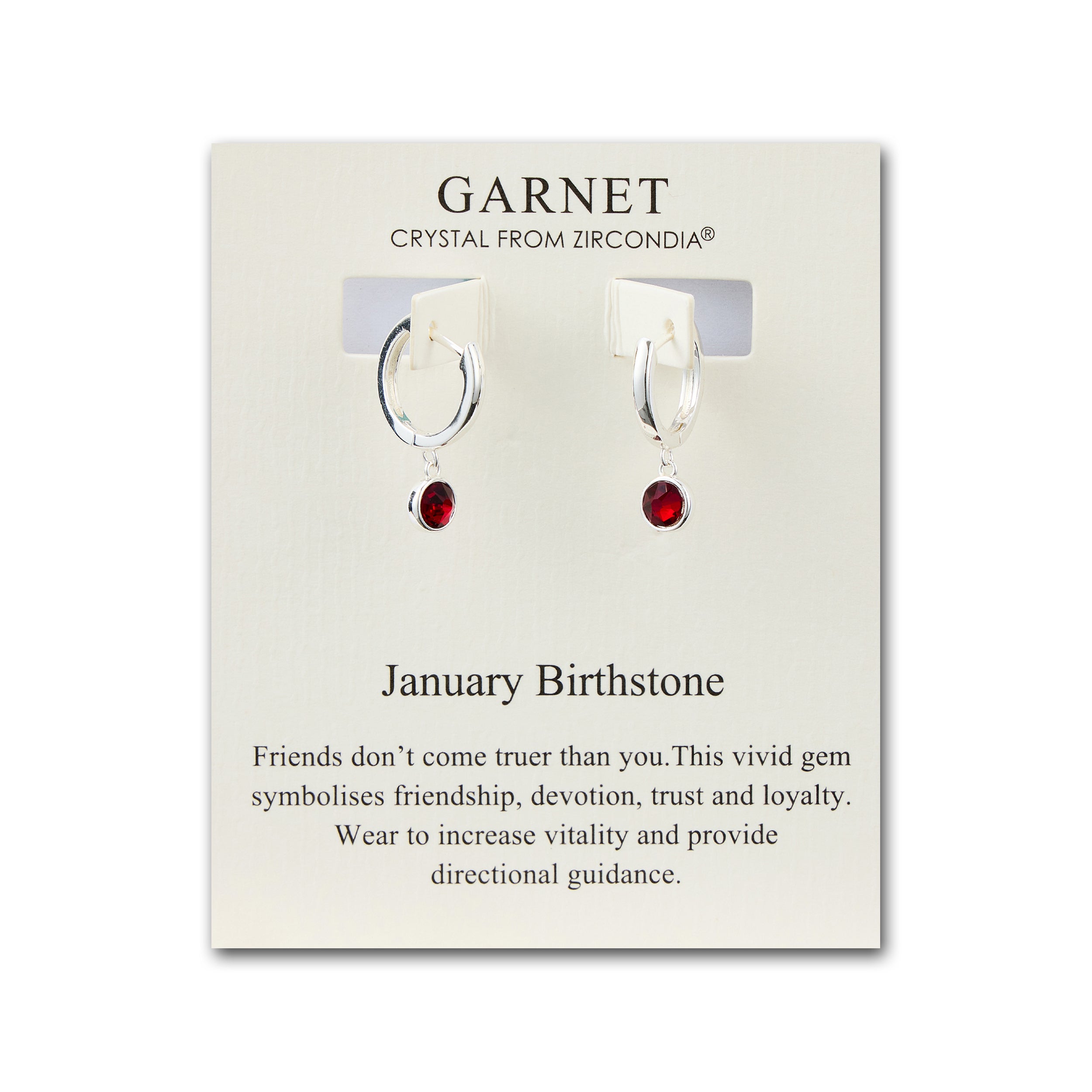 January Birthstone Hoop Earrings Created with Garnet Zircondia® Crystals